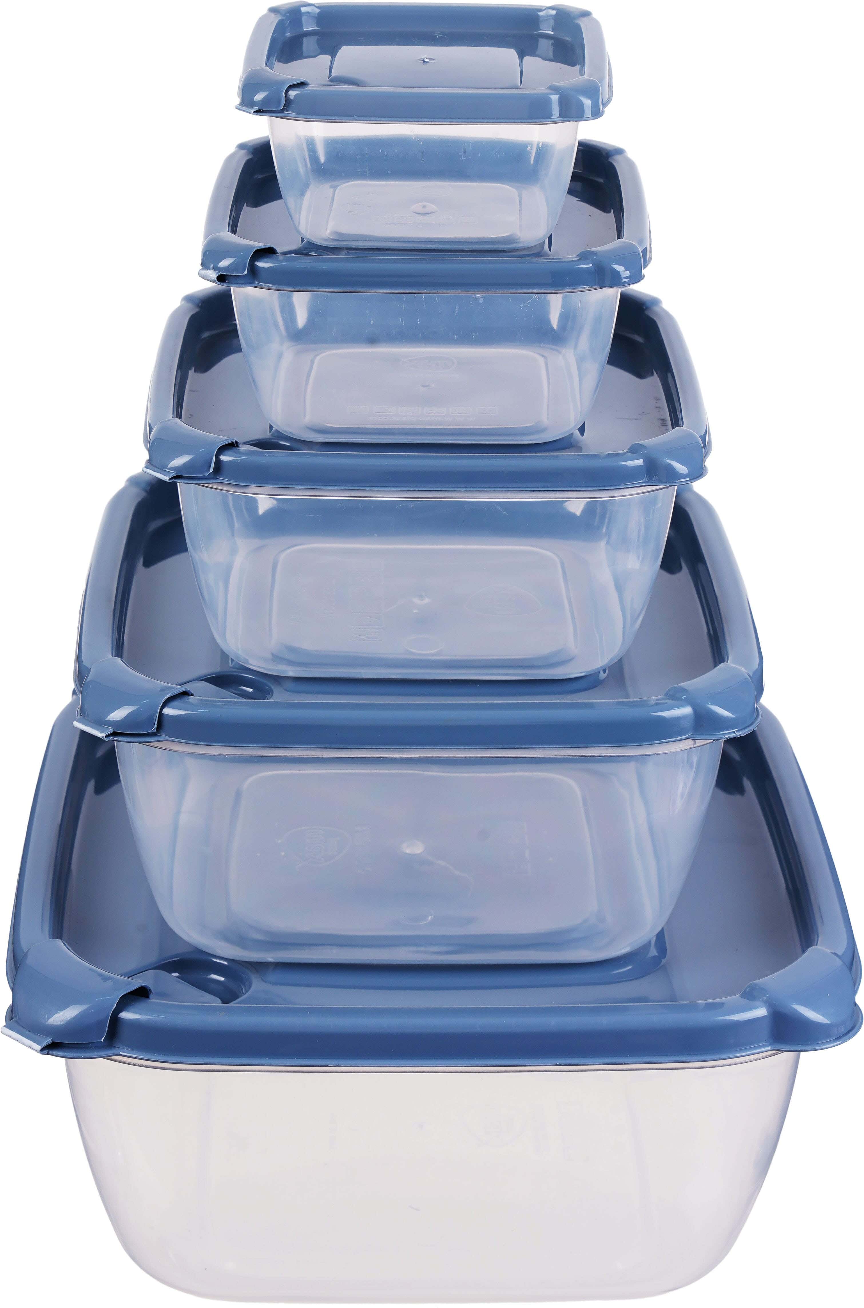 Max Plast Plastic Refrigerator Box Set, 5 Pieces - Petrol Clear
