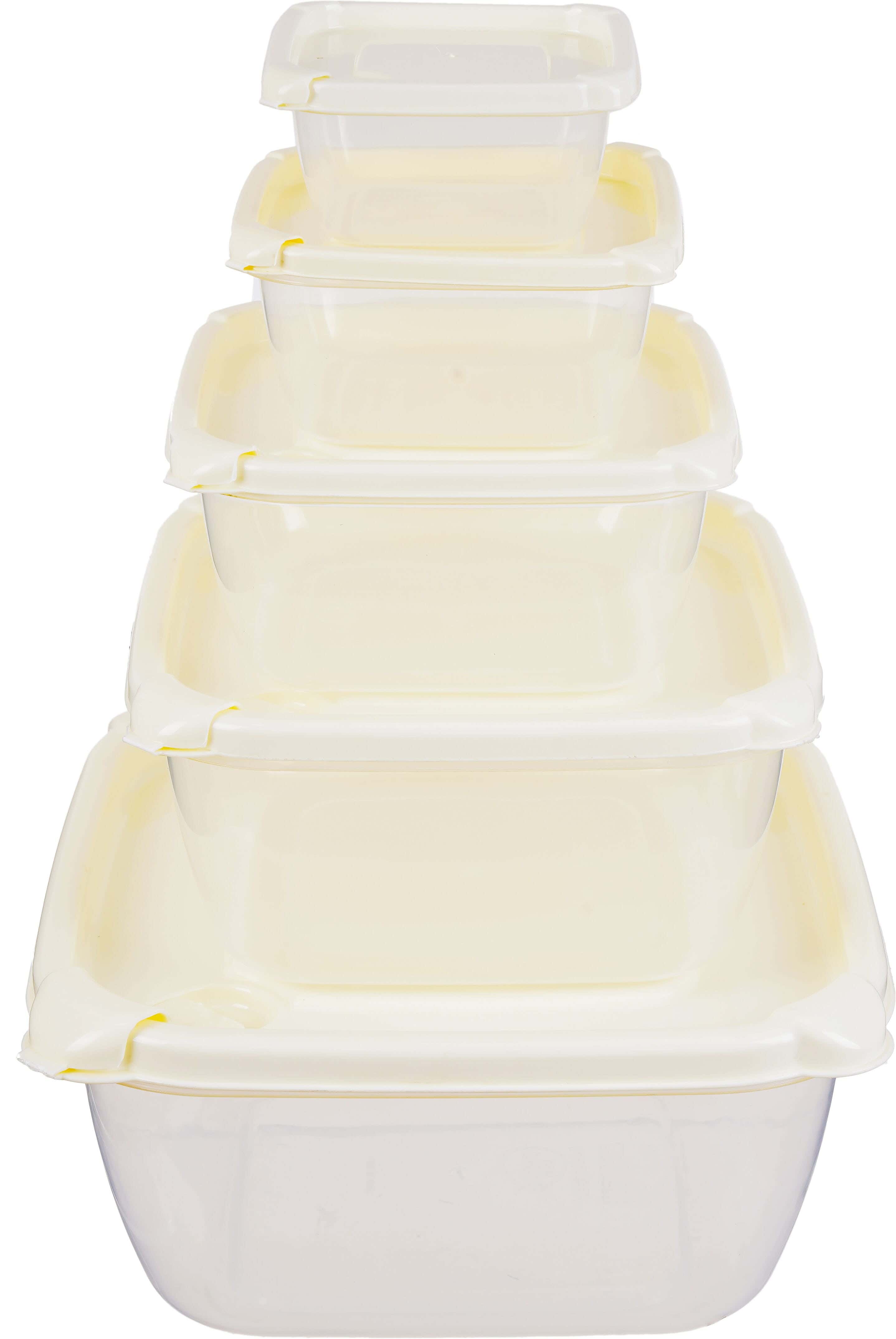 Max Plast Plastic Refrigerator Box Set, 5 Pieces - Light Yellow Clear