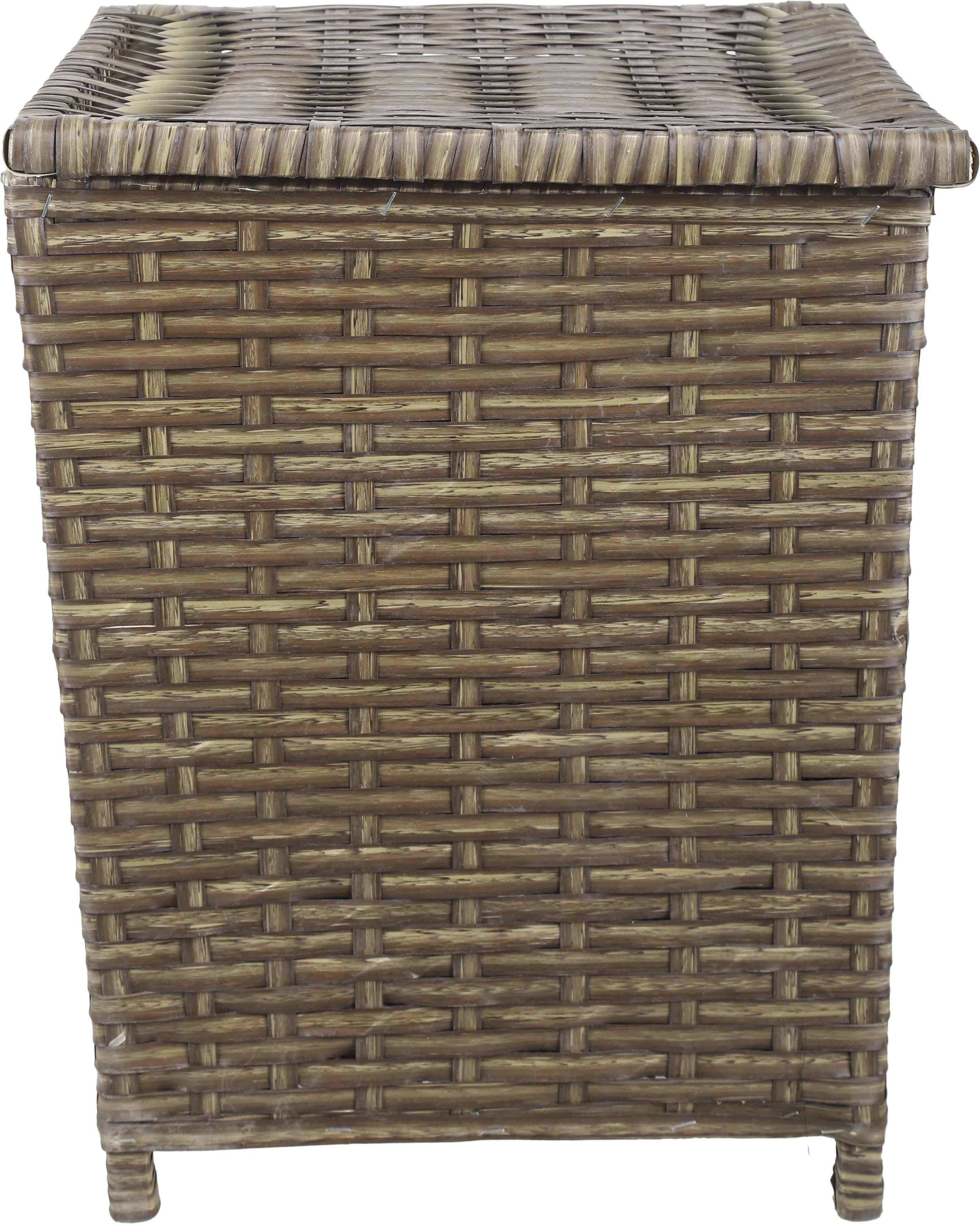 Rattan with Wood Frame Laundry Basket, 38×46 cm - Beige Brown