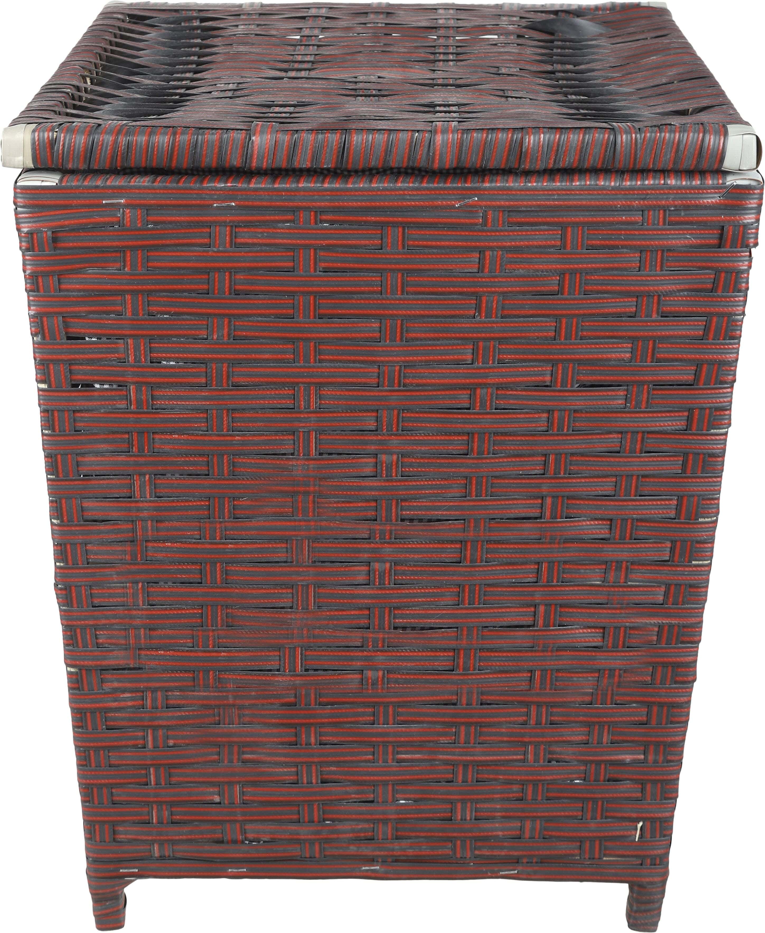 Rattan with Wood Frame Laundry Basket, 38×46 cm - Dark Red Black