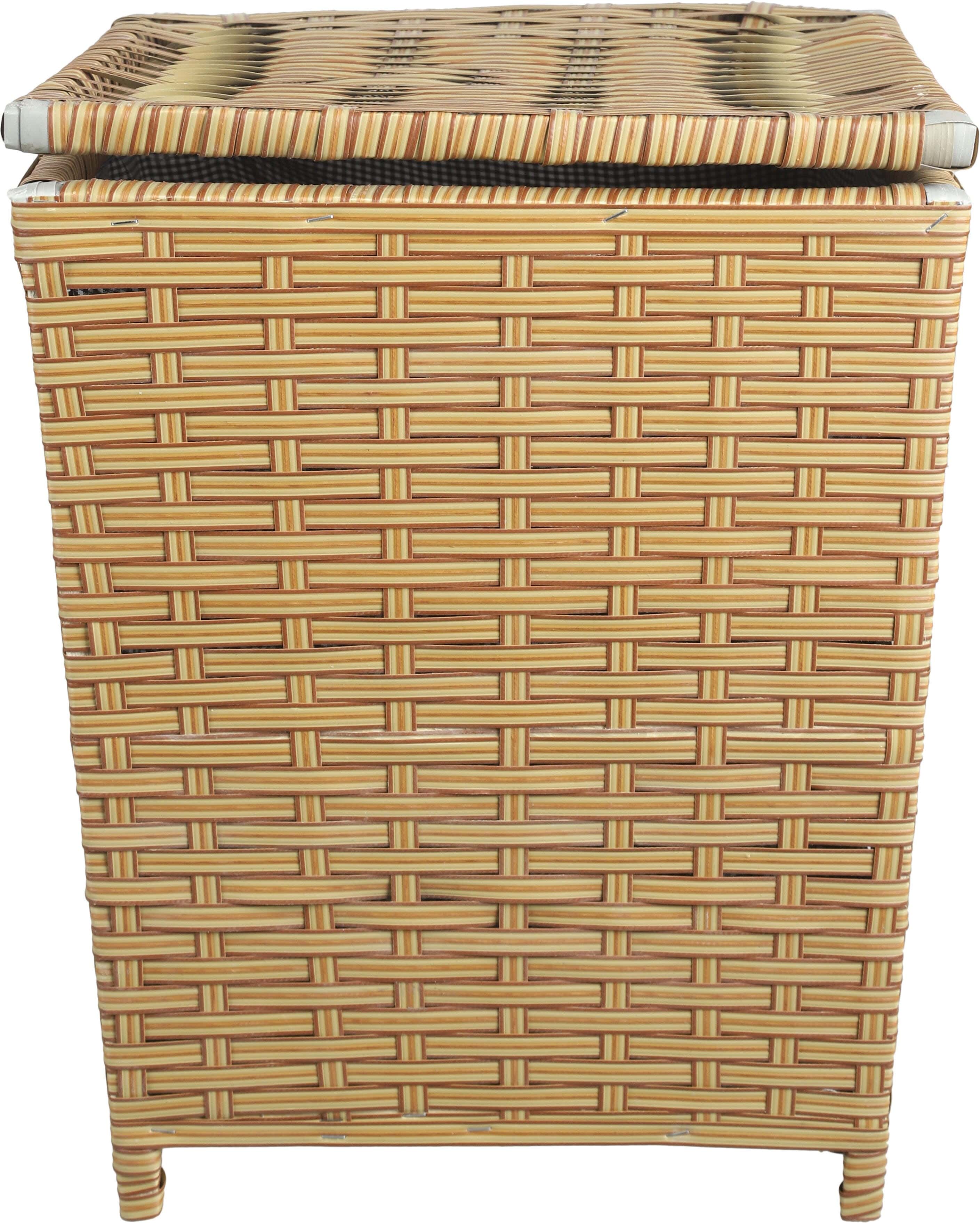 Rattan with Wood Frame Laundry Basket, 38×46 cm - Brown Beige