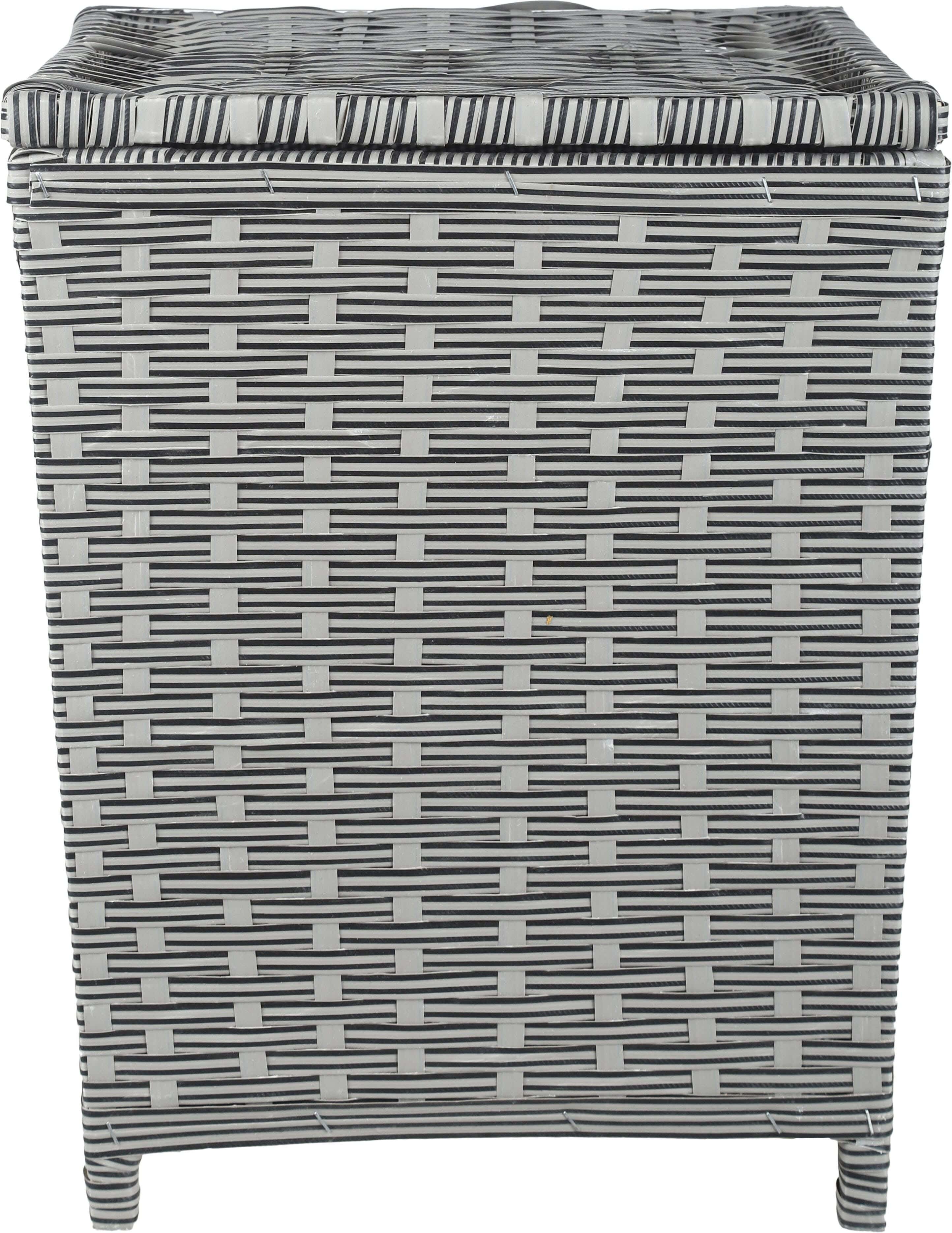 Rattan with Wood Frame Laundry Basket, 38×46 cm - Grey Black