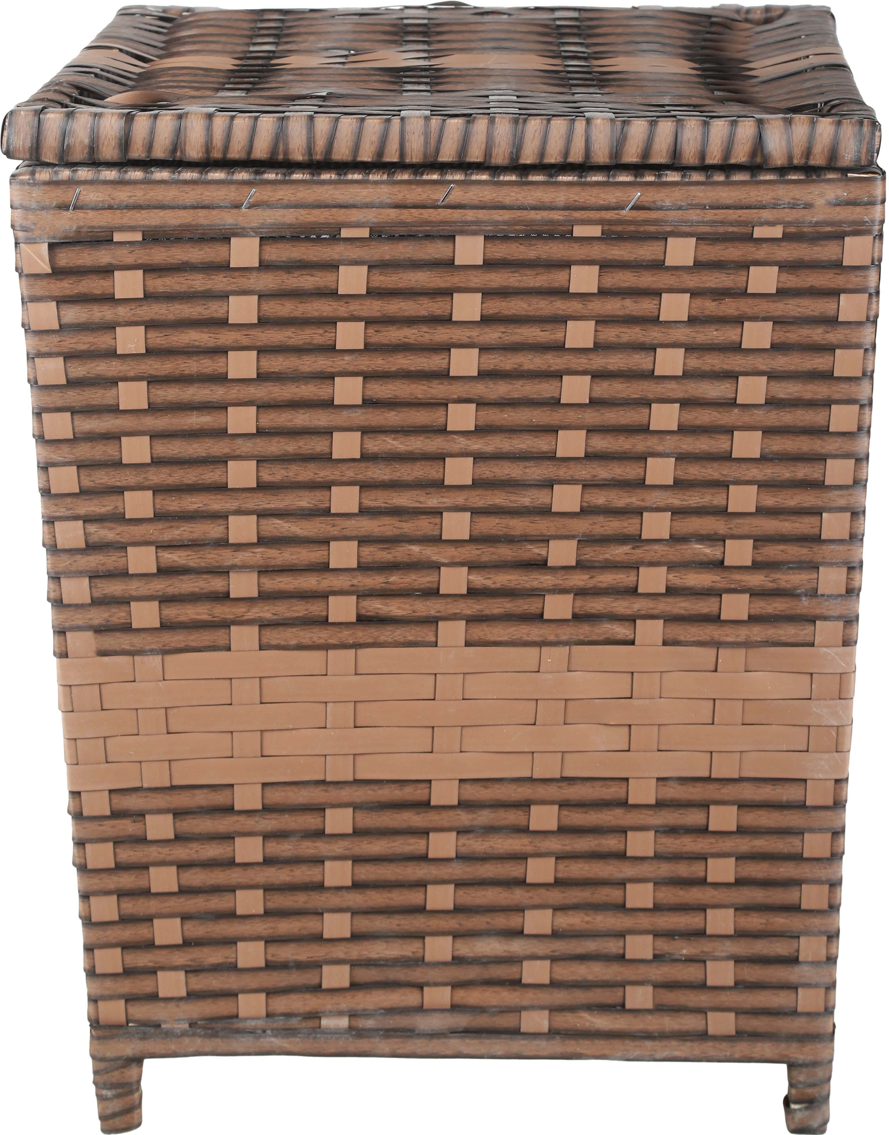 Rattan with Wood Frame Laundry Basket, 38×46 cm - Brown Beige