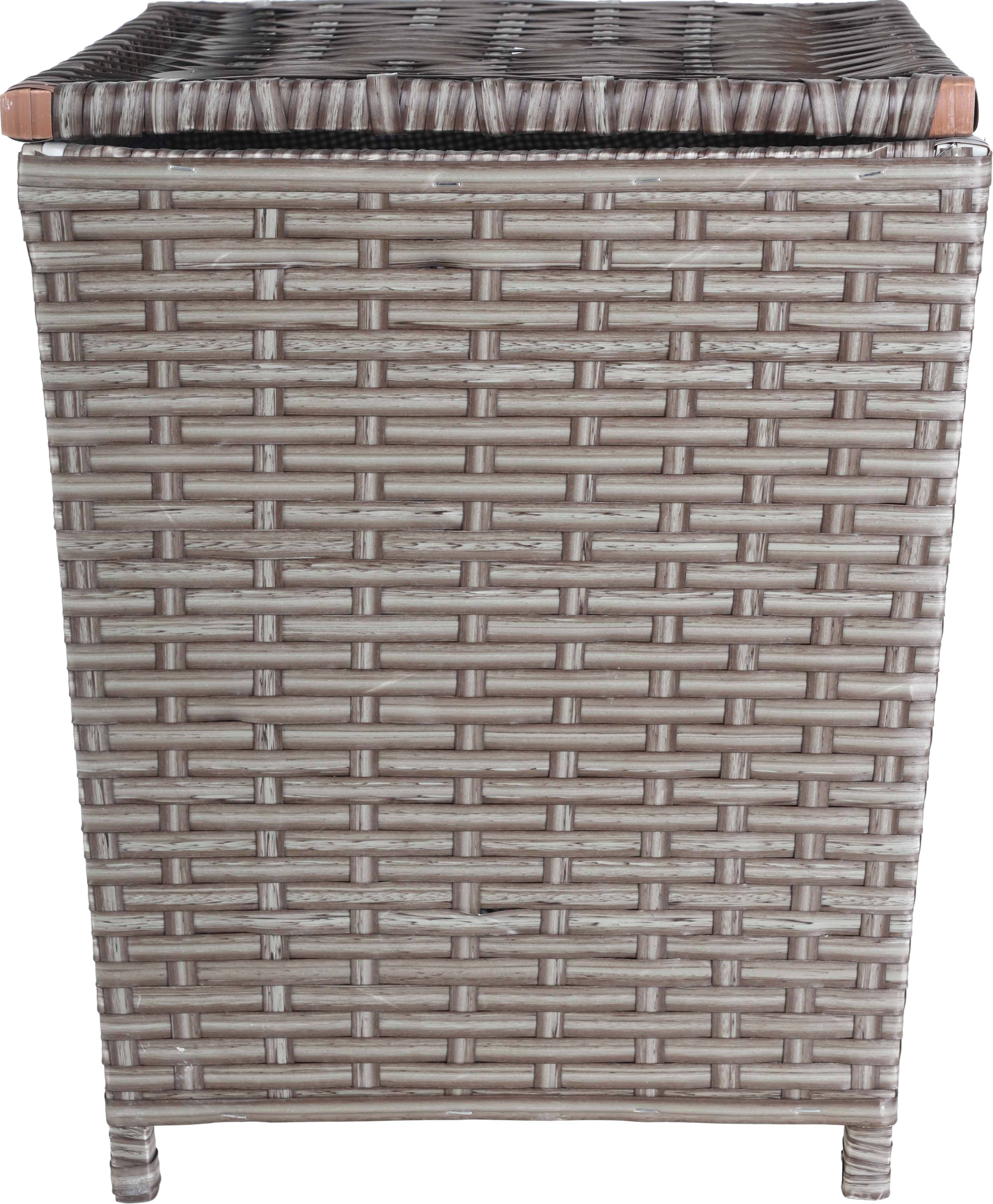 Rattan with Wood Frame Laundry Basket, 38×46 cm - Grey