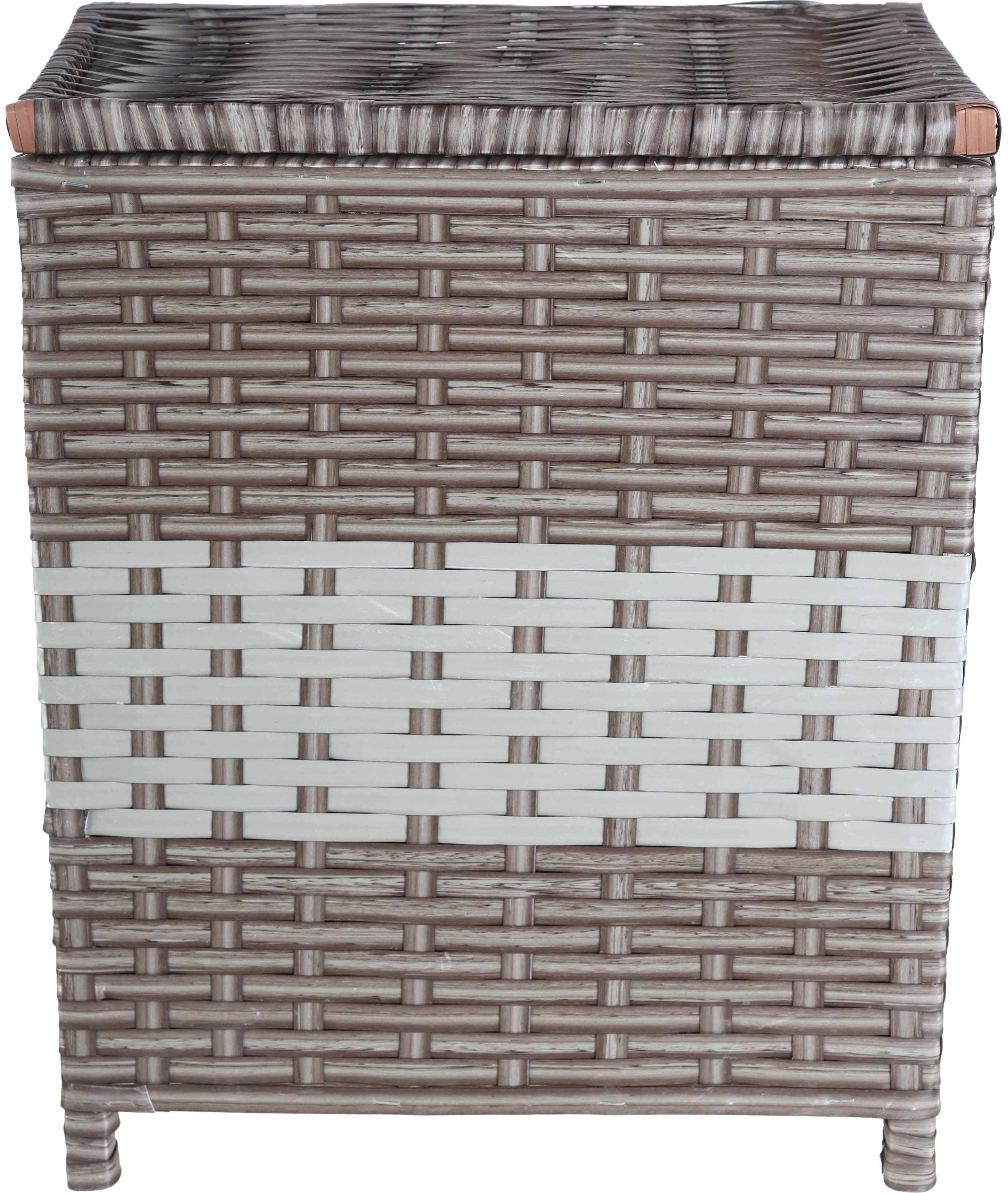 Rattan with Wood Frame Laundry Basket, 38×46 cm - Grey Beige