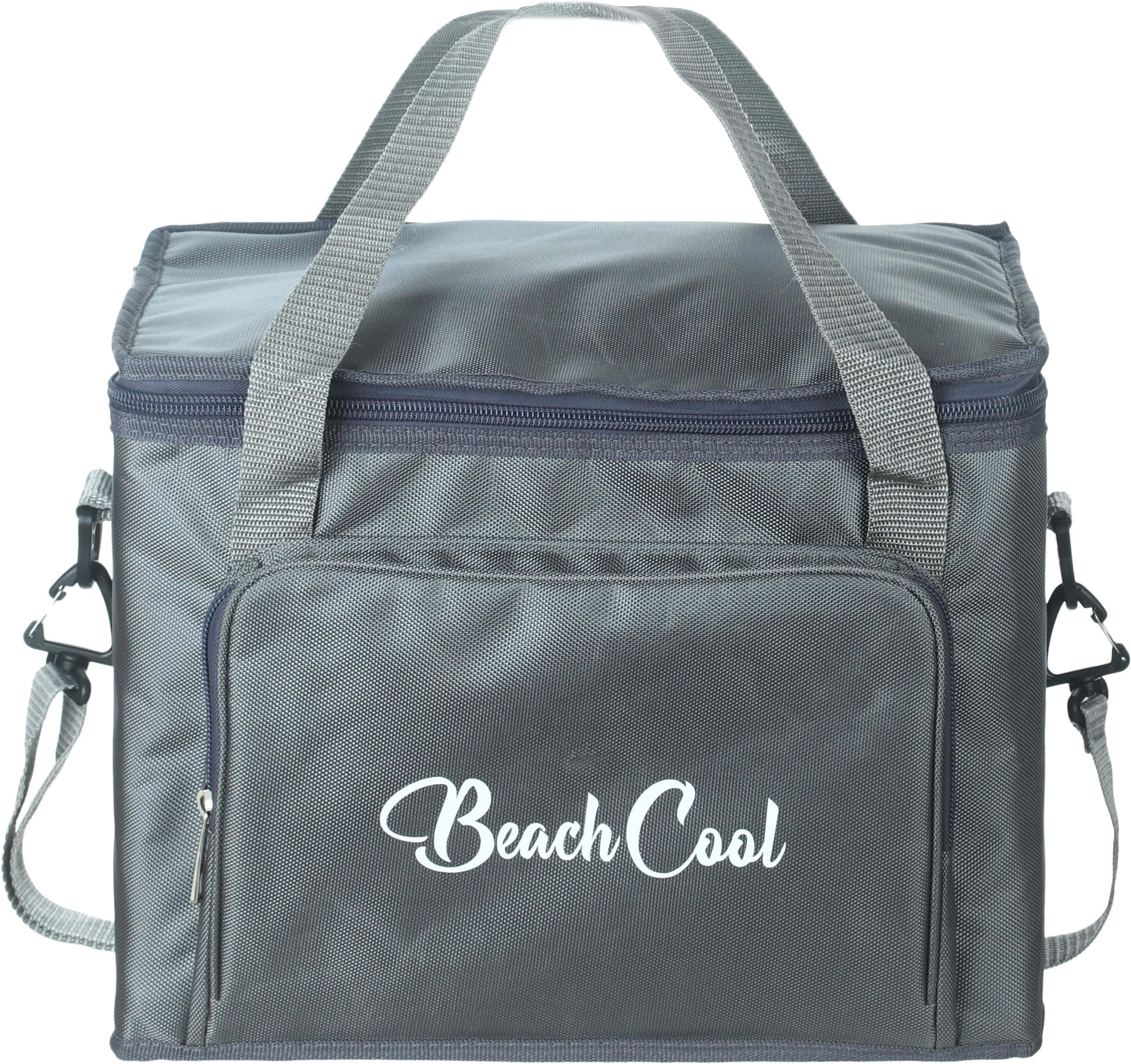 Beach Cool Fabric Thermal Lined Bag for Food Preservation, 35 Litre, 2 zippers, 2 pockets - Grey