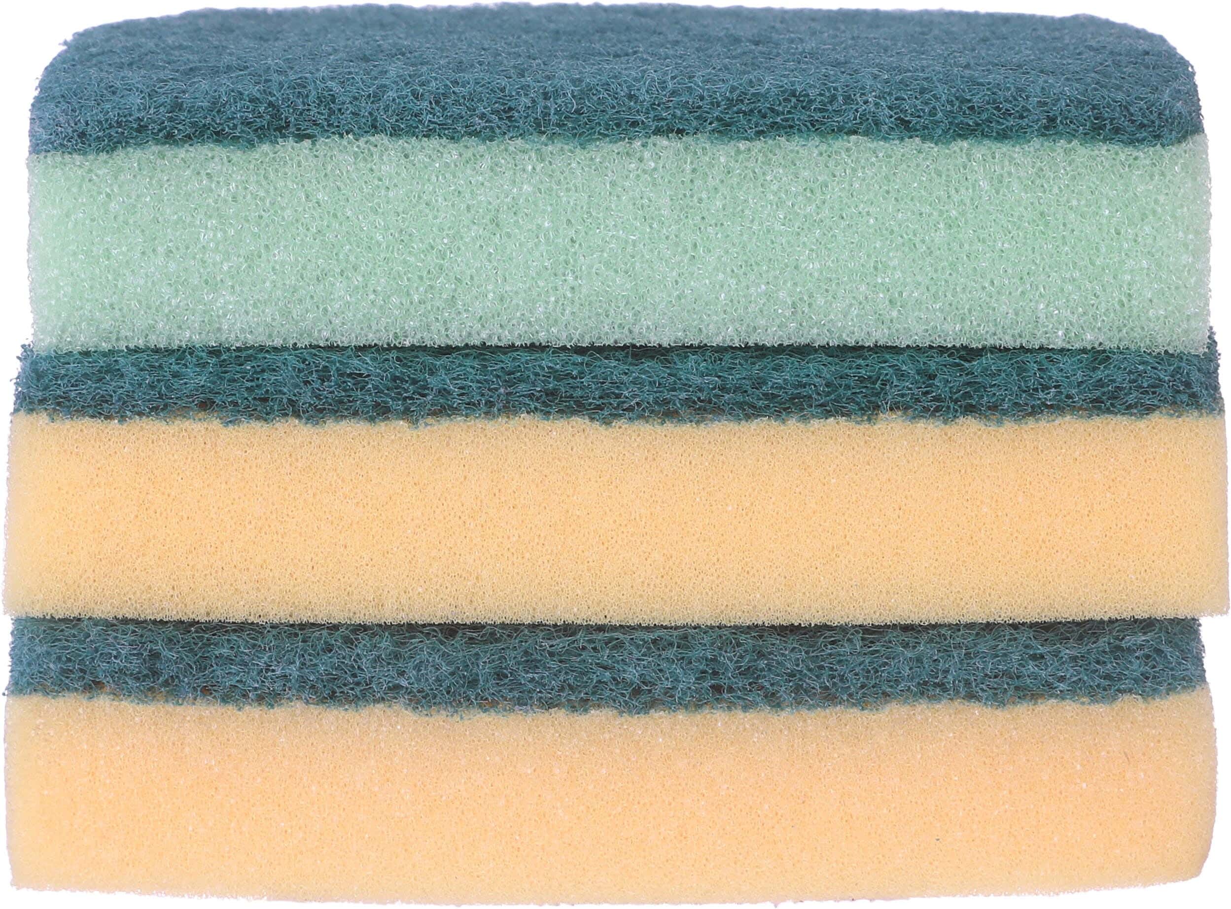 Easy Use Dishwashing Sponge Set, 3 Pieces - Yellow Green
