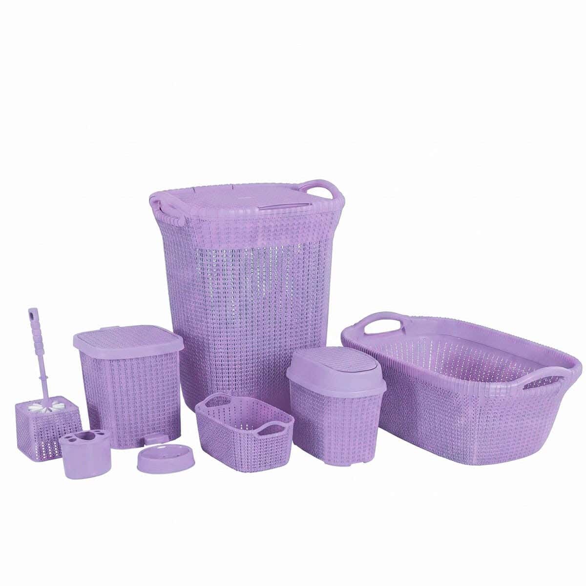 El Helal & Star Plastic Cleaning Tool Set, 8 Pieces - Mauve