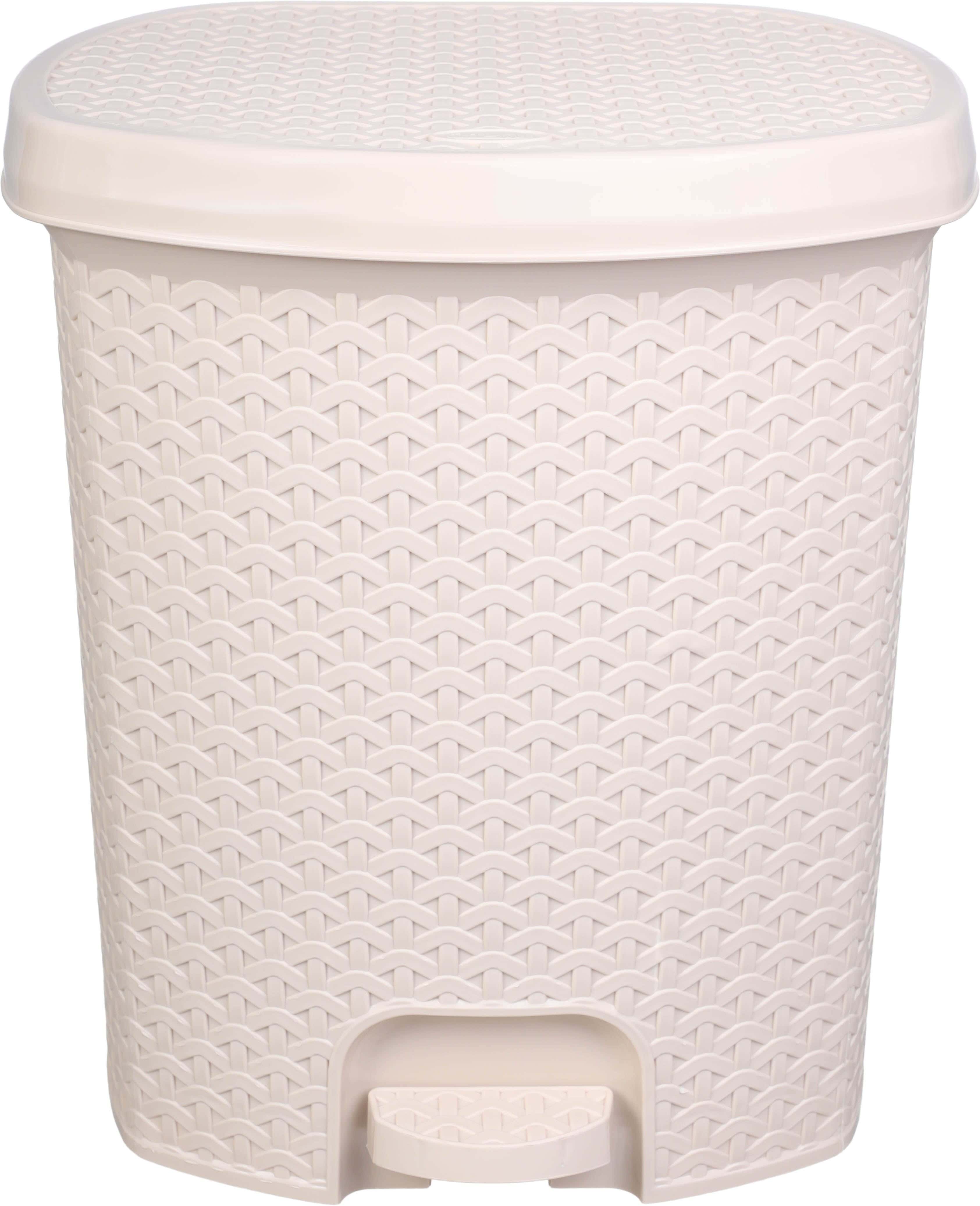 Al Wataneya Ratan Plastic Trash Bins, 42×45 cm - Light Beige