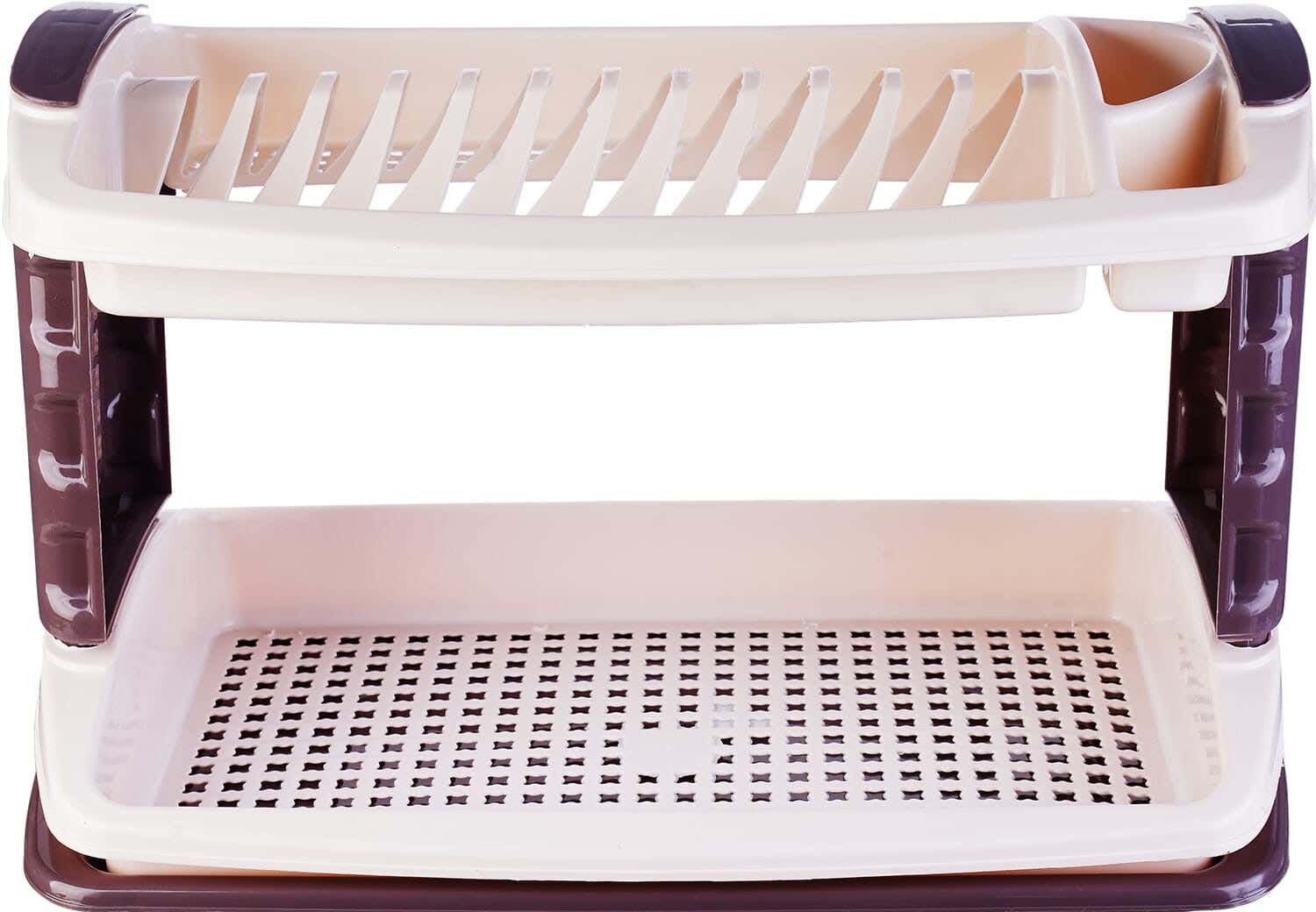 Al Wataneya Arabesque Plastic Dishes Rack, 2 Levels - Beige Brown