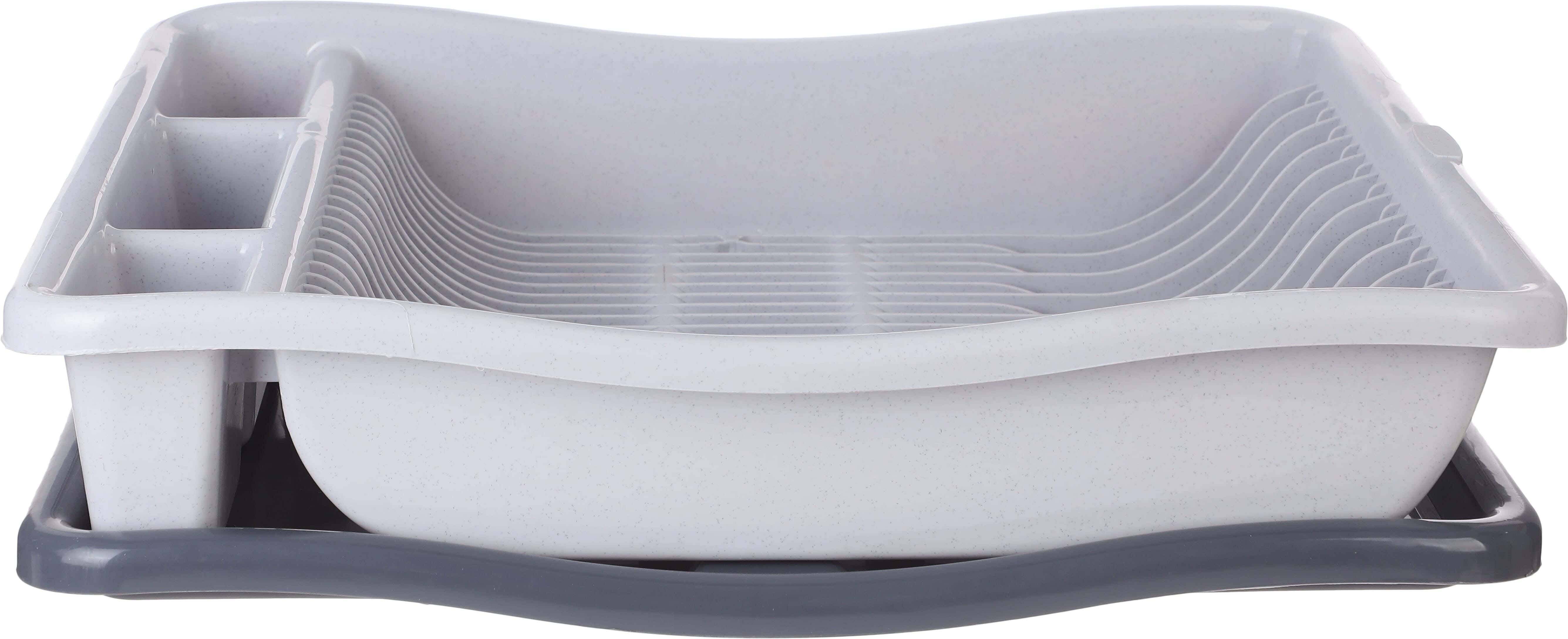 Al Wataneya Plastic Modern Dishes Rack, 48×37 cm - Light Grey
