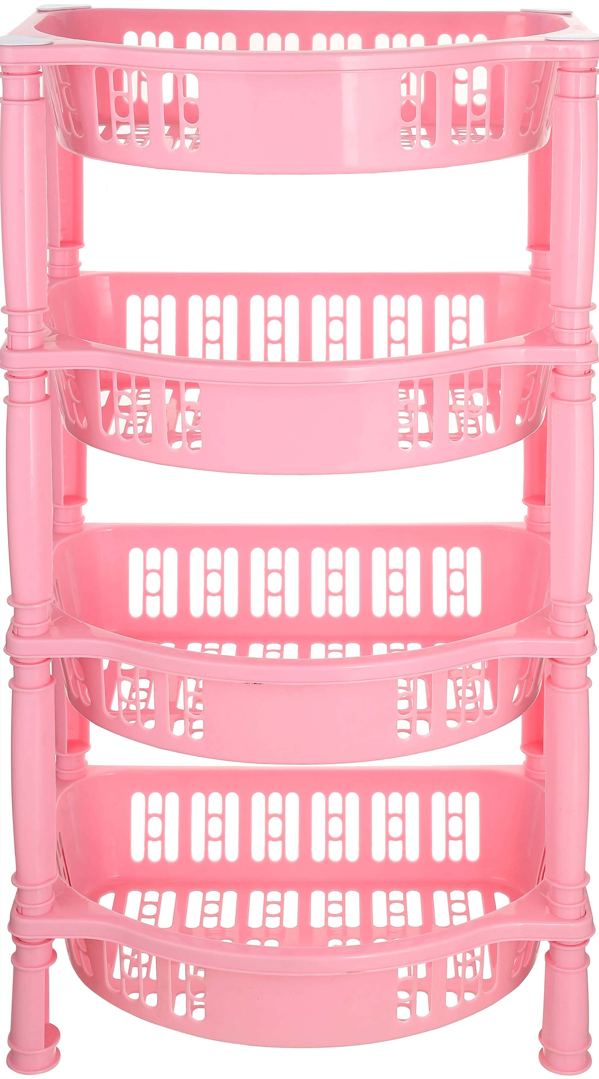 Al Wataneya Plastic Trolley, 4 Tiers - Pink