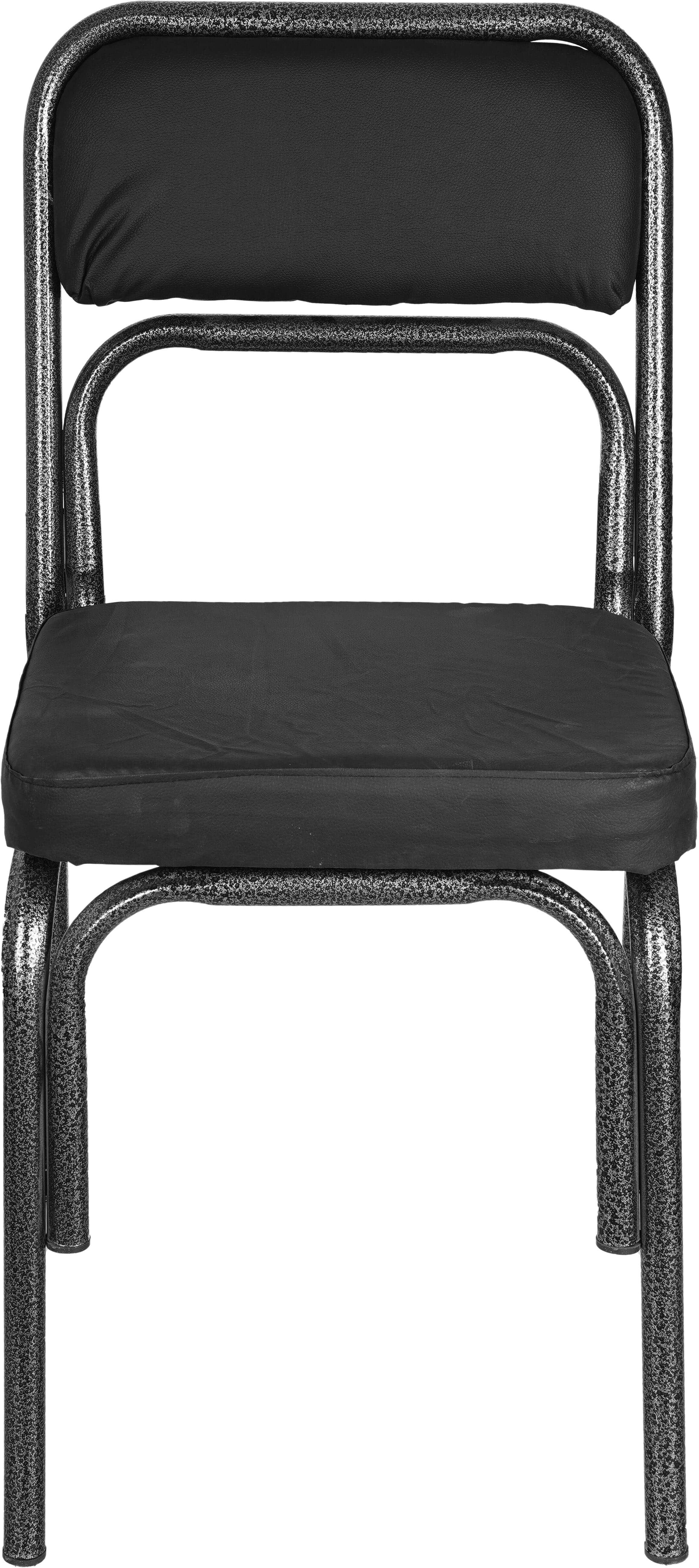 Metal Chair Leather Padded, 40×45×80 cm - Black