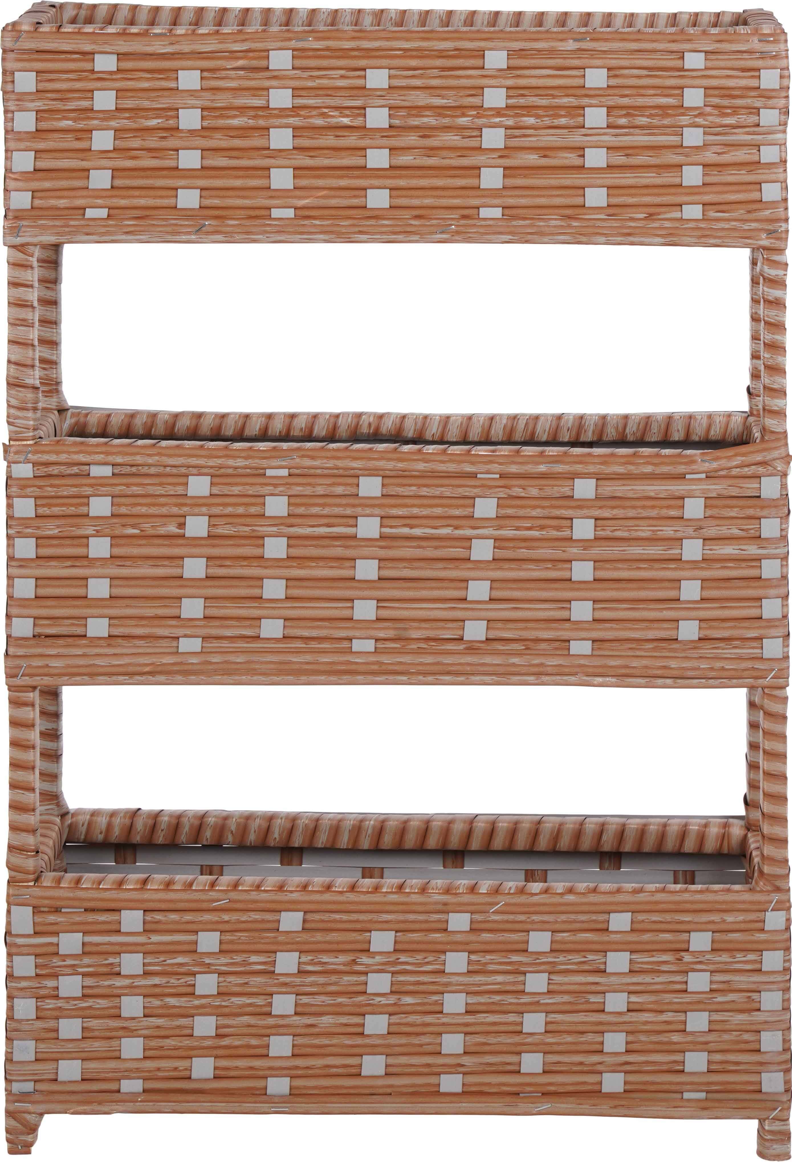 Rattan Trolley With Cover, 3 Levels, 28.5×38.5×110 Cm - Beige