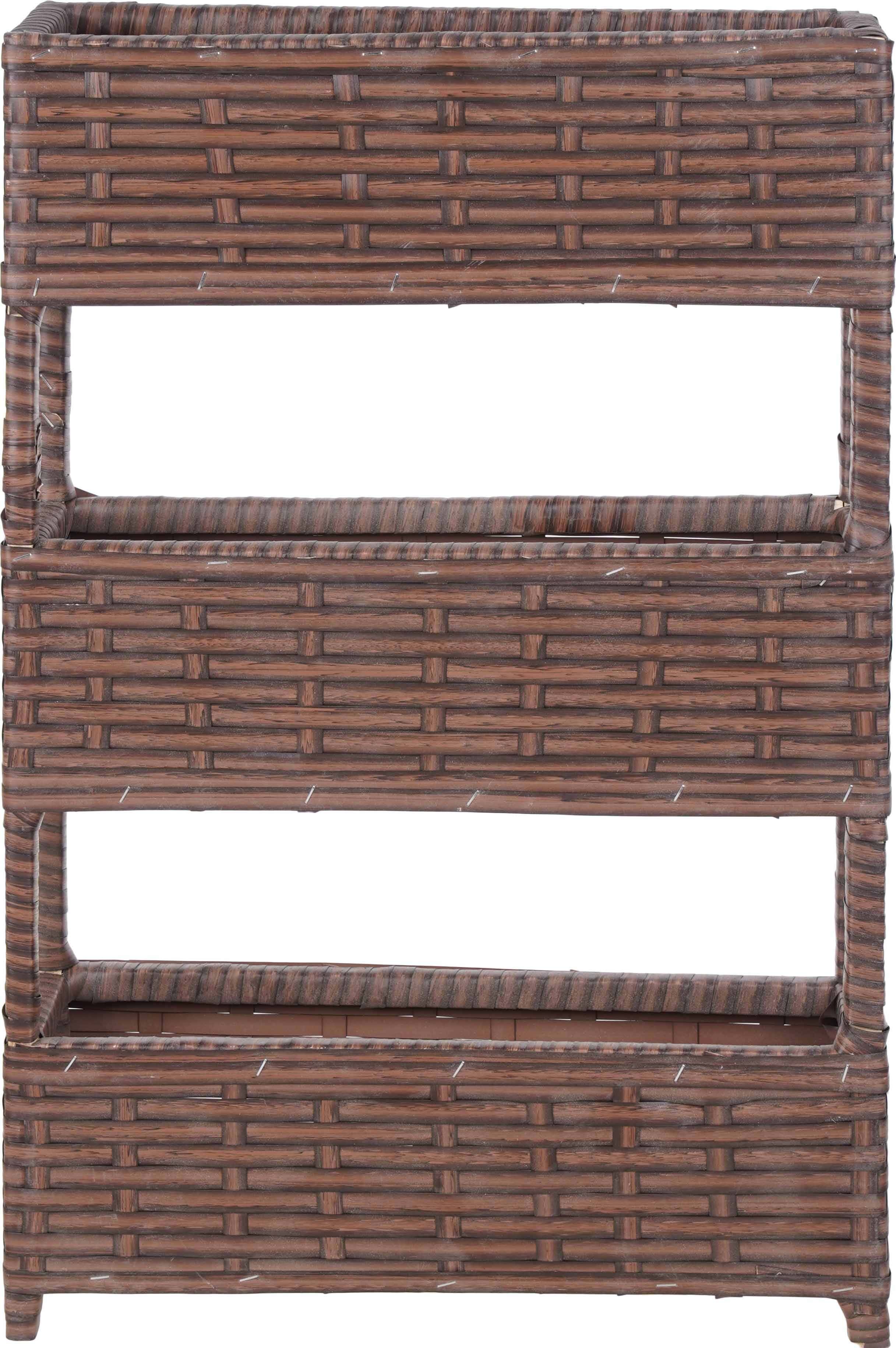 Rattan Trolley With Cover, 3 Levels, 28.5×38.5×110 Cm - Brown