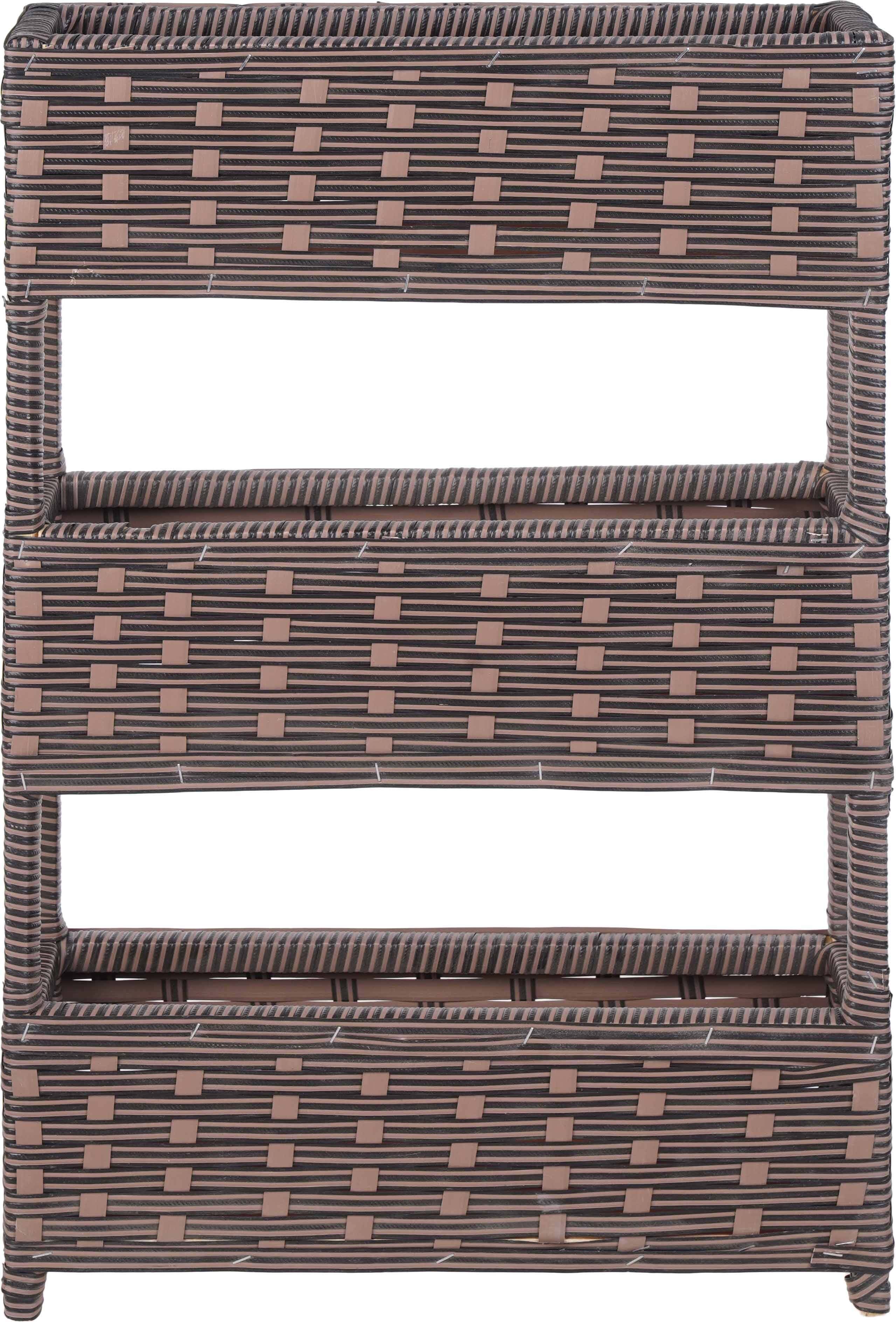 Rattan Trolley With Cover, 3 Levels, 28.5×38.5×110 Cm - Brown