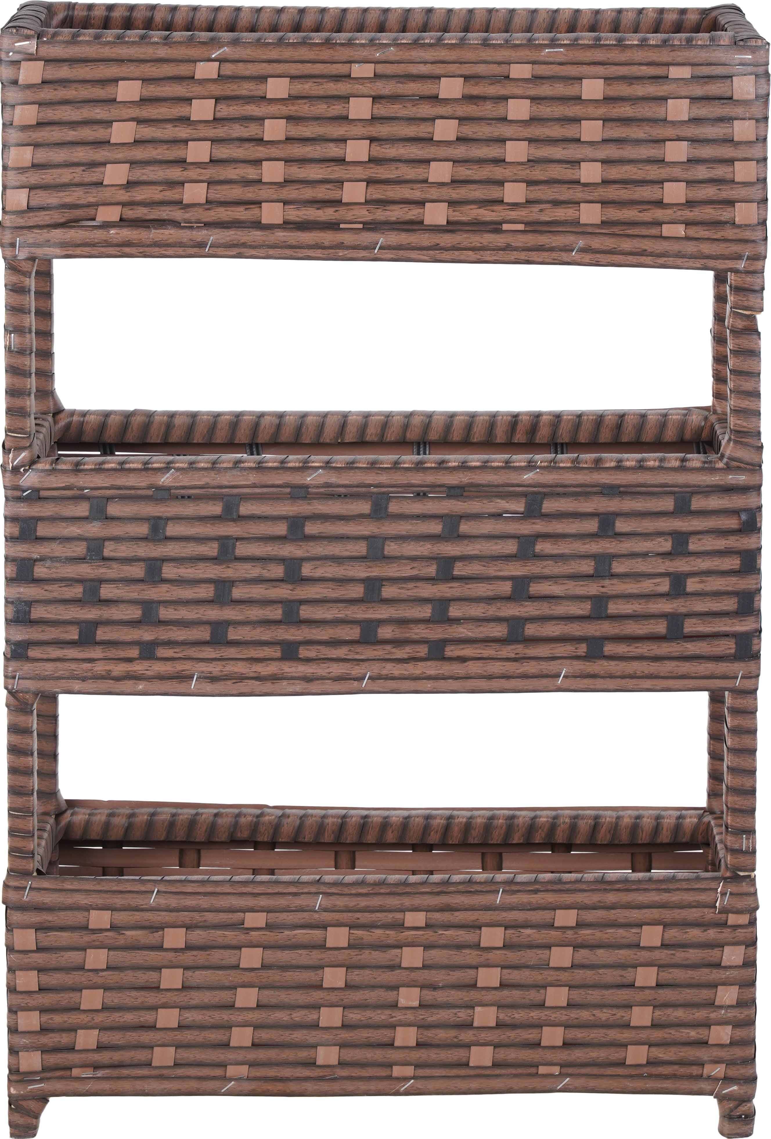 Rattan Trolley With Cover, 3 Levels, 28.5×38.5×110 Cm - Brown