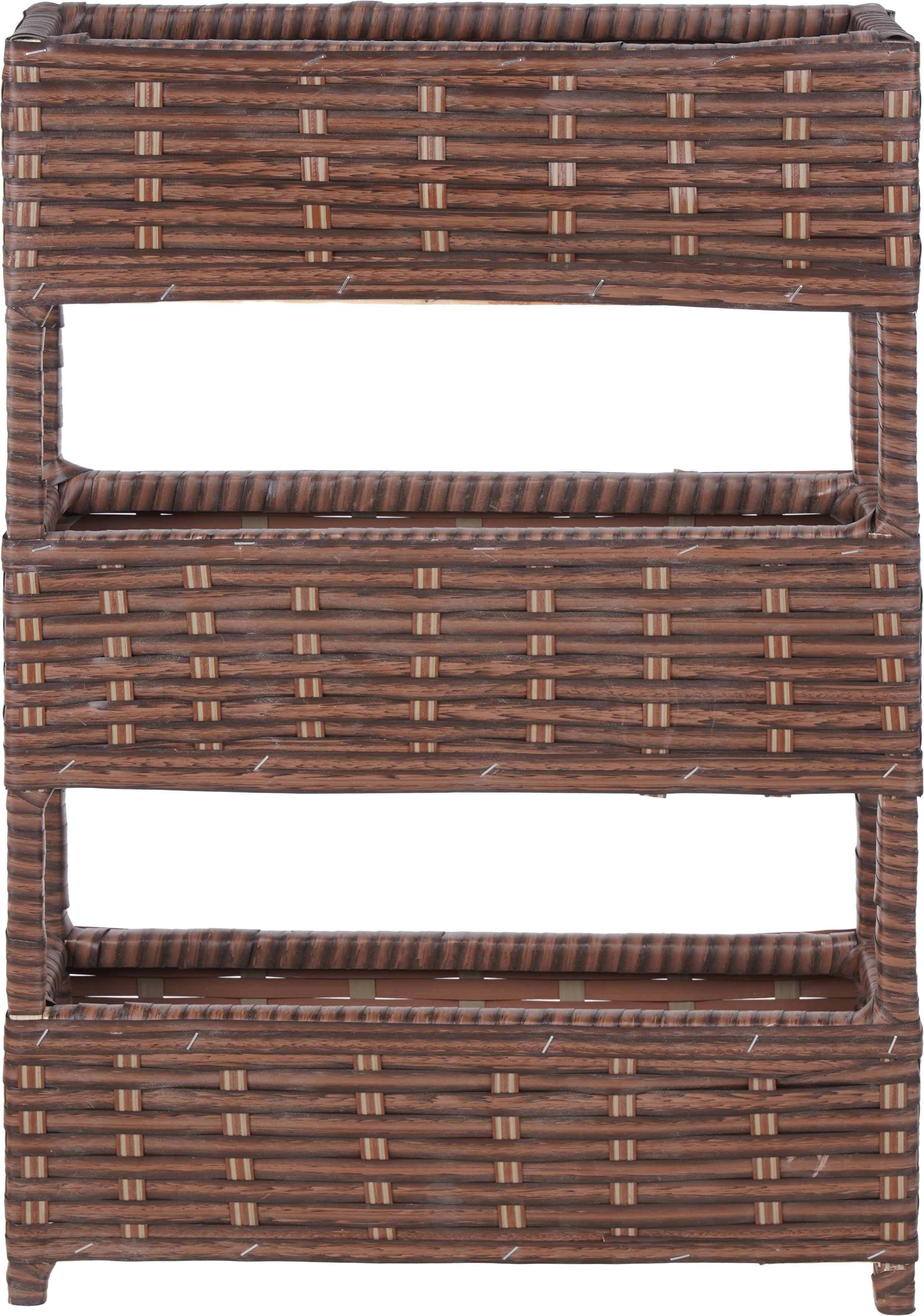 Rattan Trolley With Cover, 3 Levels, 28.5×38.5×110 Cm - Brown