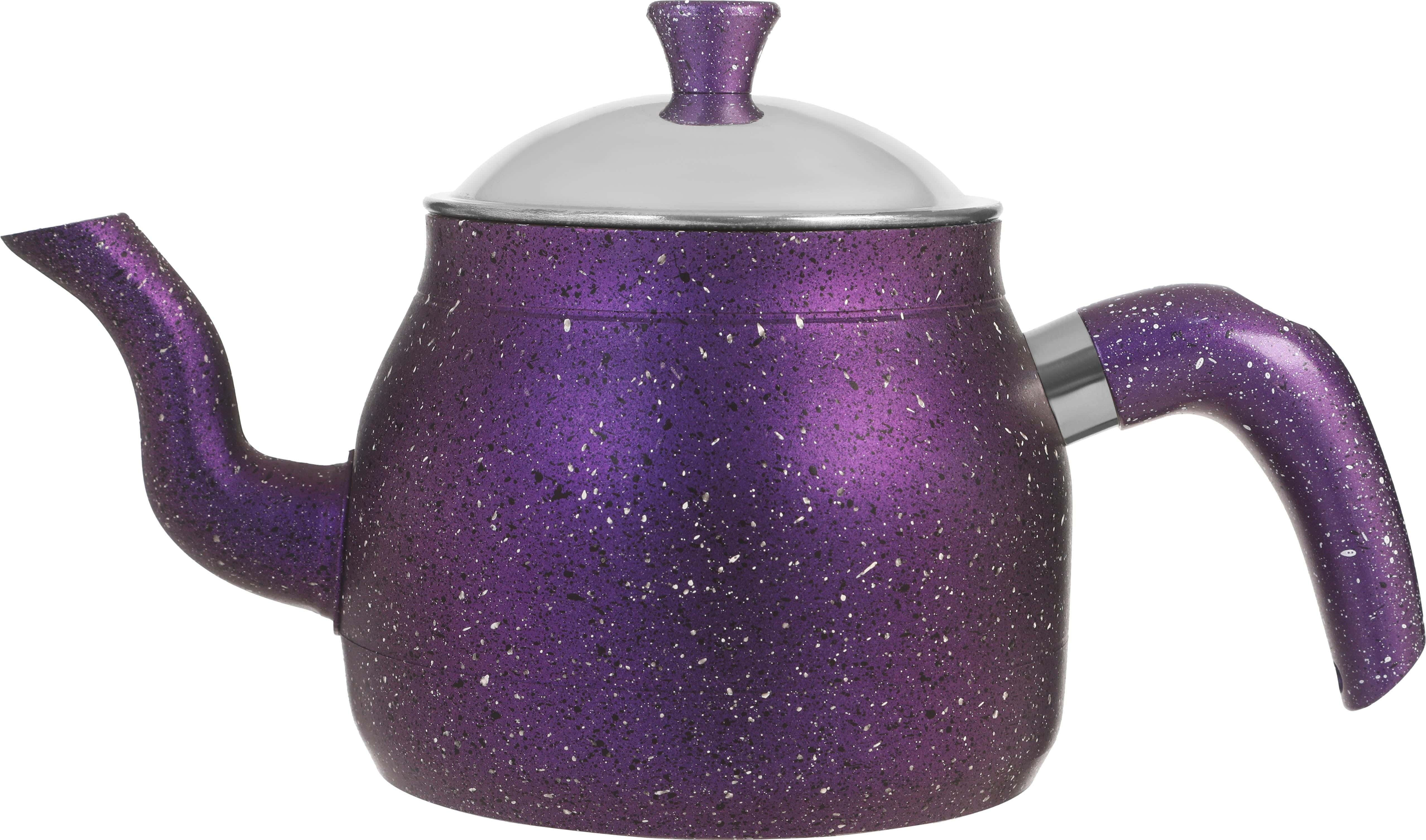 Vella Aluminum Teapot Granite Patterned, Bakelite Handle, 1.5 Liter - Purple