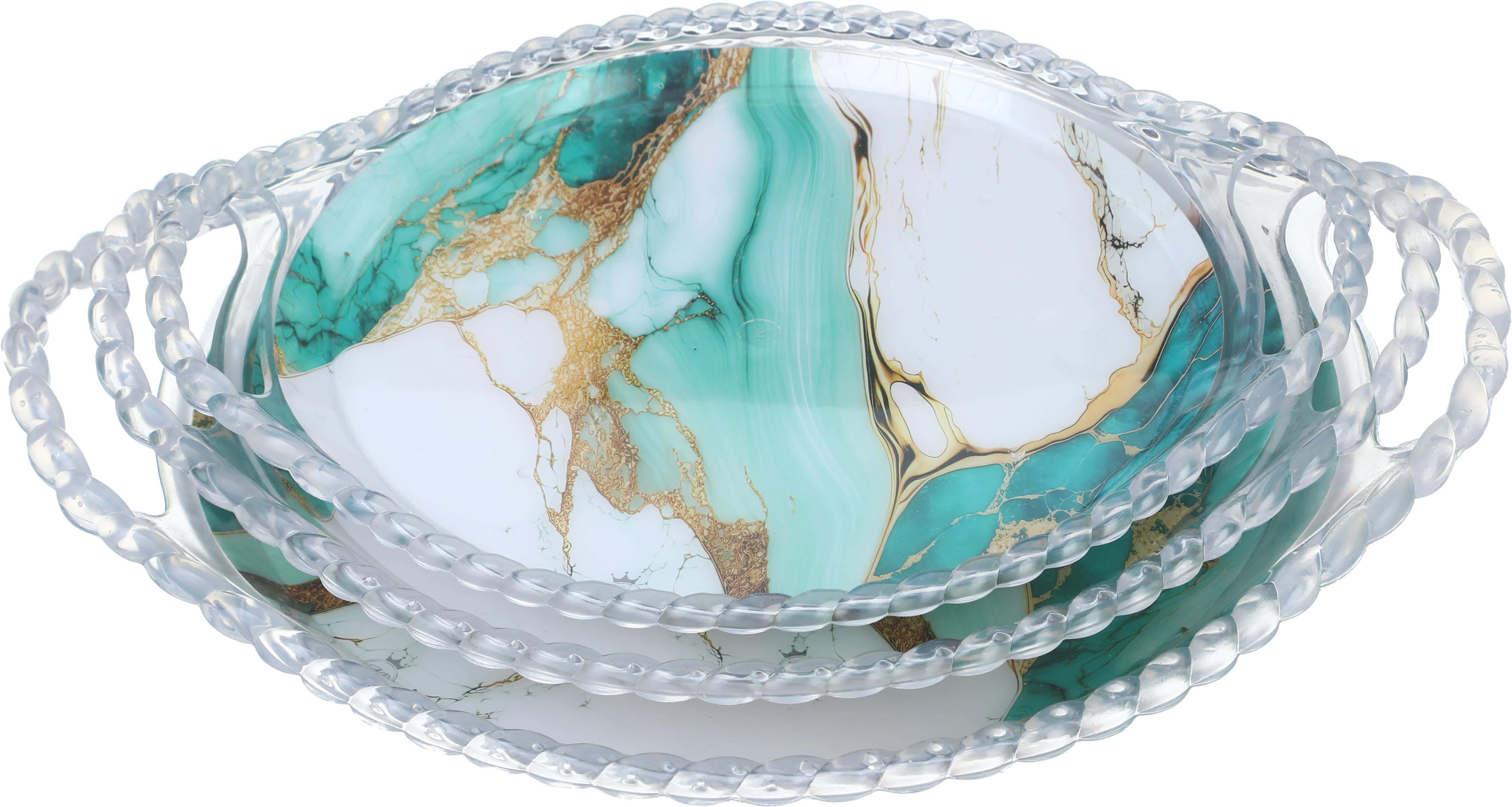 Acrylic Serving Trays Set, 3 Pieces - Multicolor