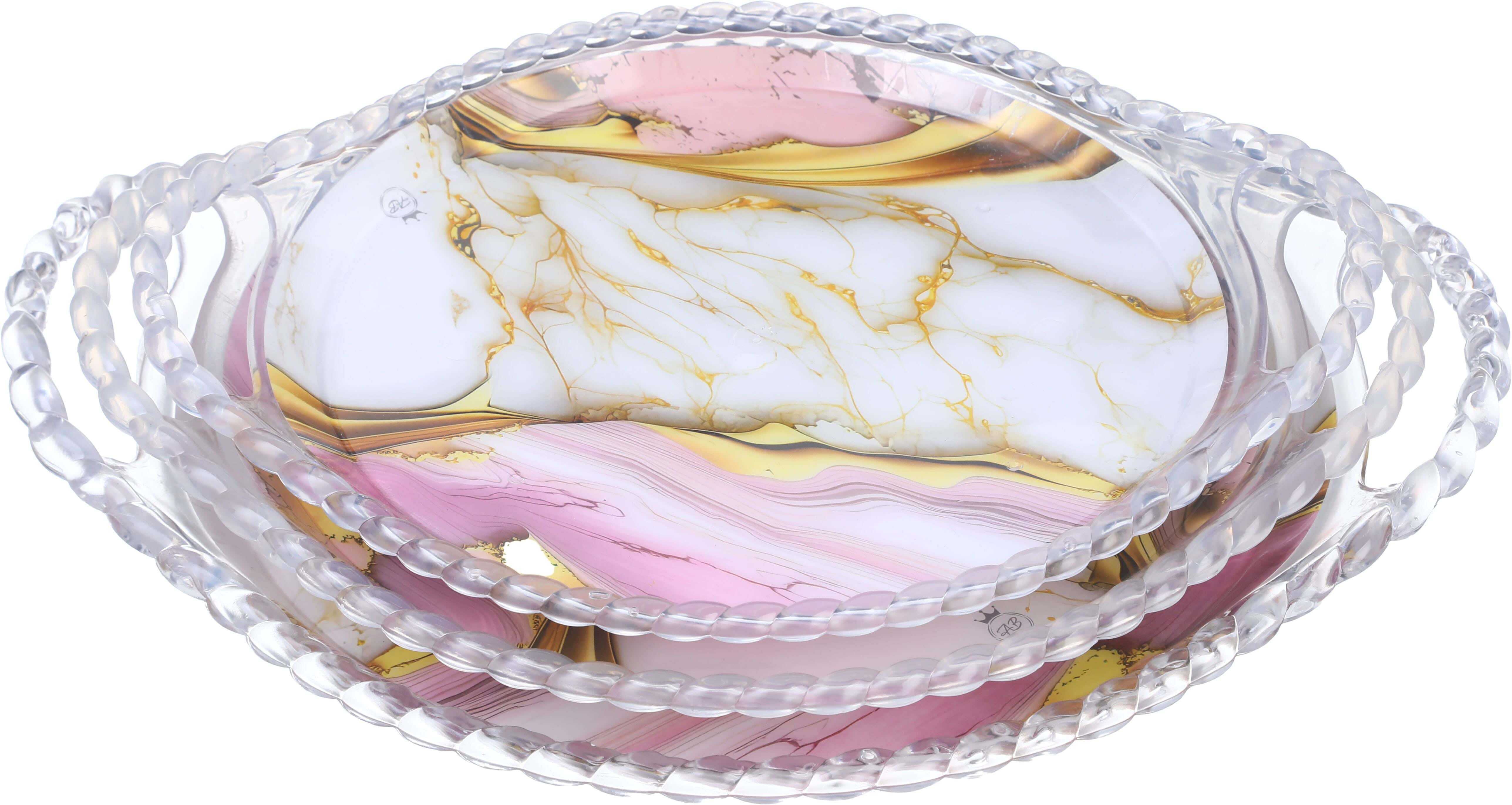 Acrylic Serving Trays Set, 3 Pieces - Multicolor