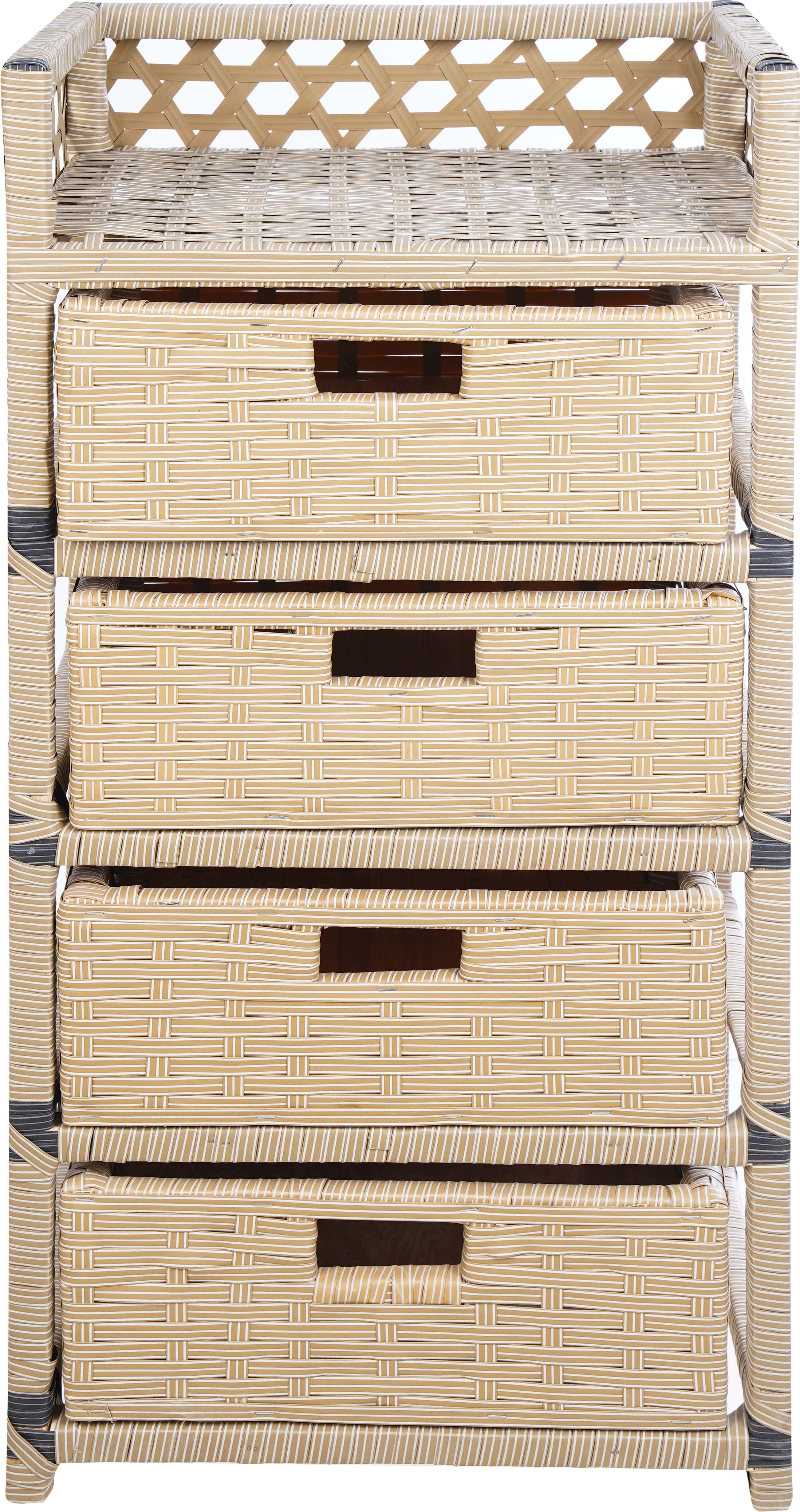 Rattan Drawer Unit 4 Drawers, 37×47×100 cm - Beige