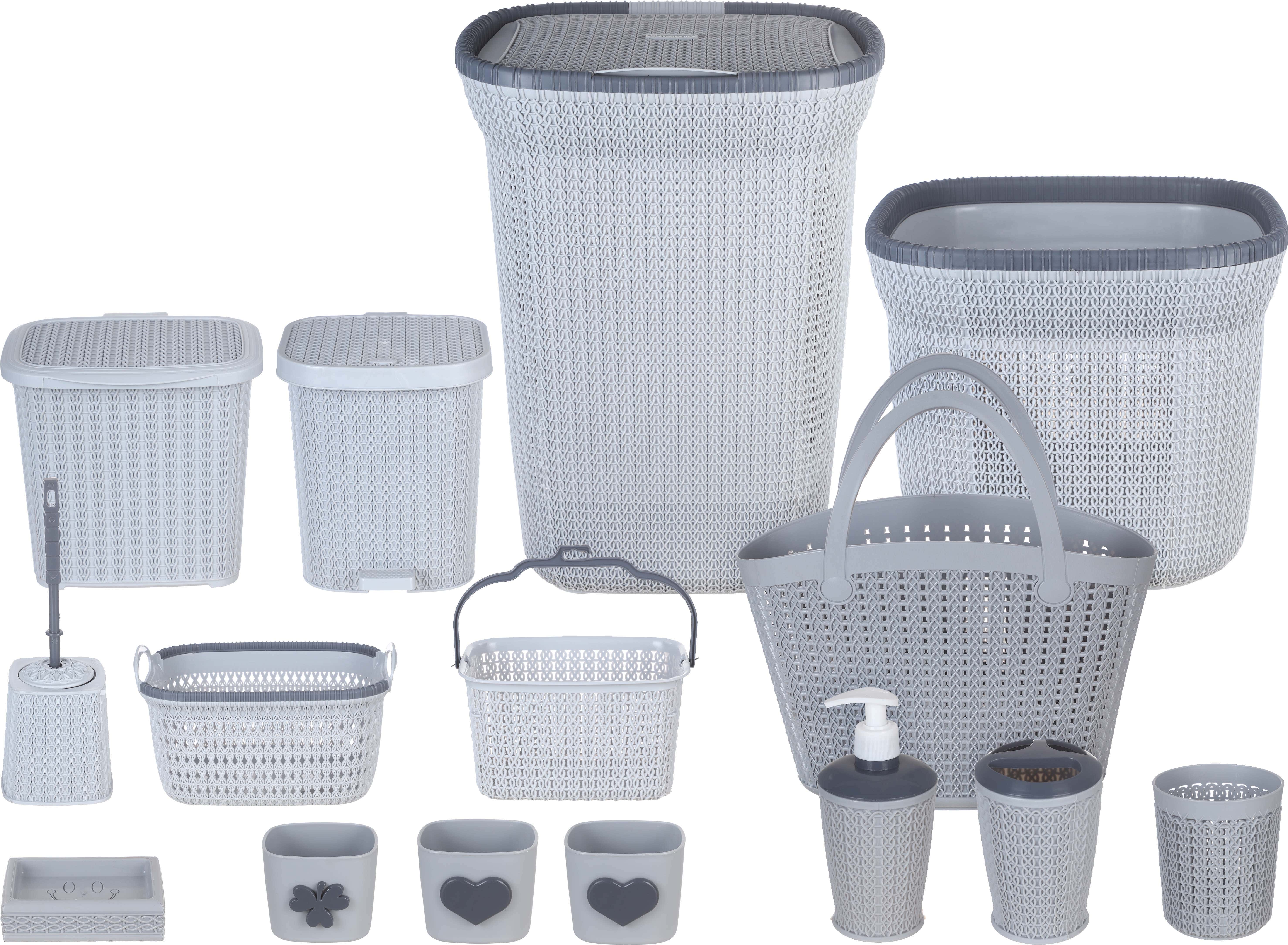 Al Wataneya Plastic Cleaning Tool Set, 15 Pieces - Grey