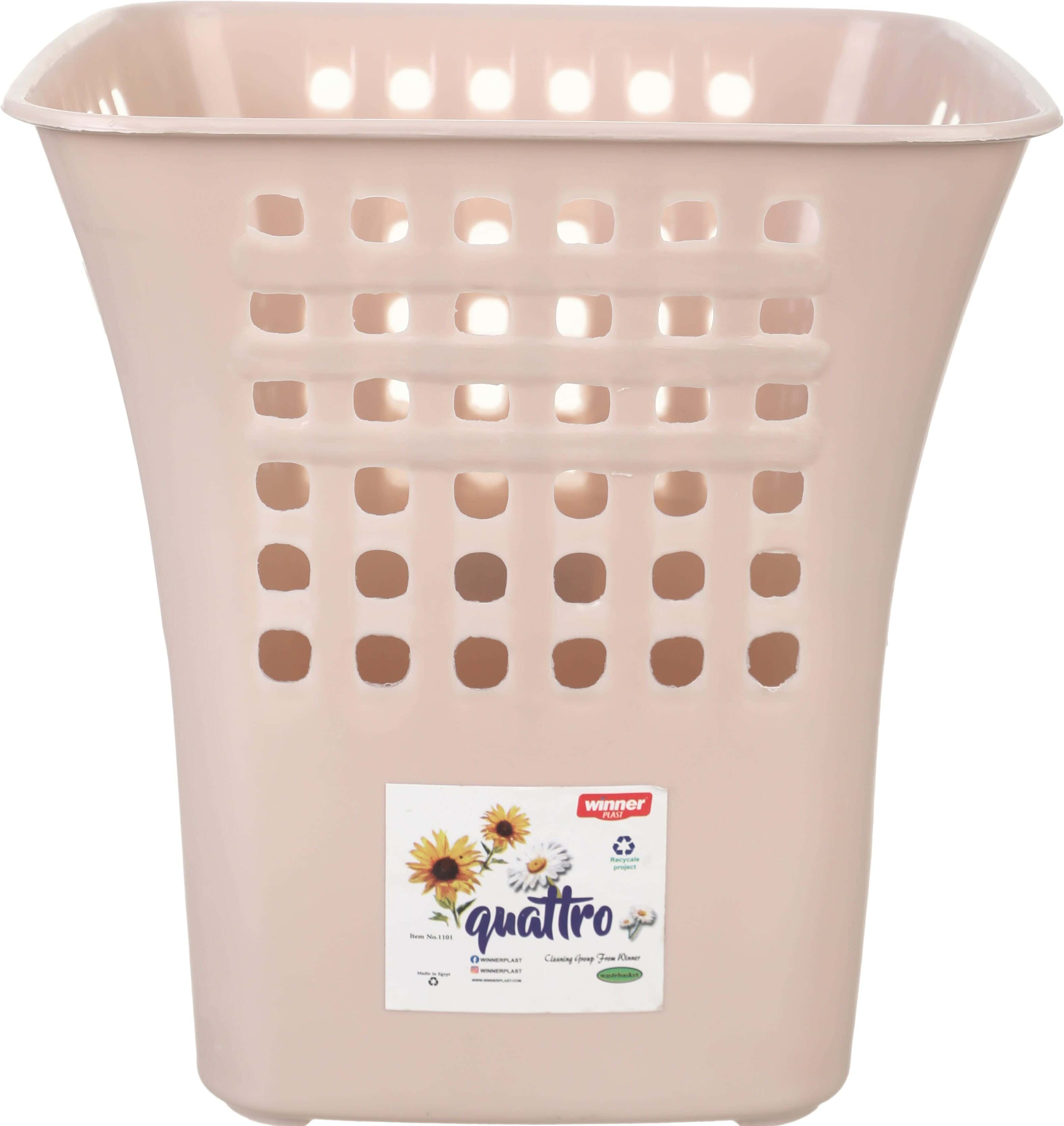 Winner Plast Plastic Square Trash Bin, 25×23 cm - Cashmere