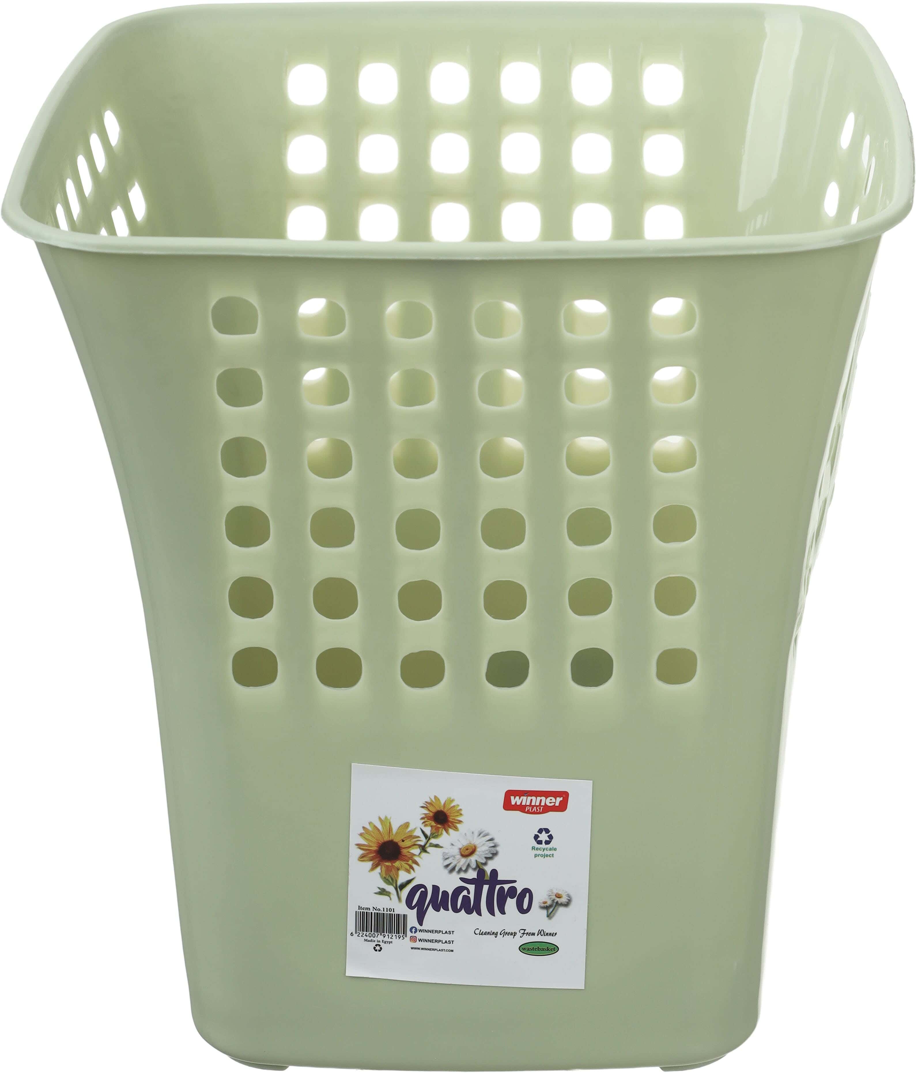 Winner Plast Plastic Square Trash Bin, 25×23 cm - Olive