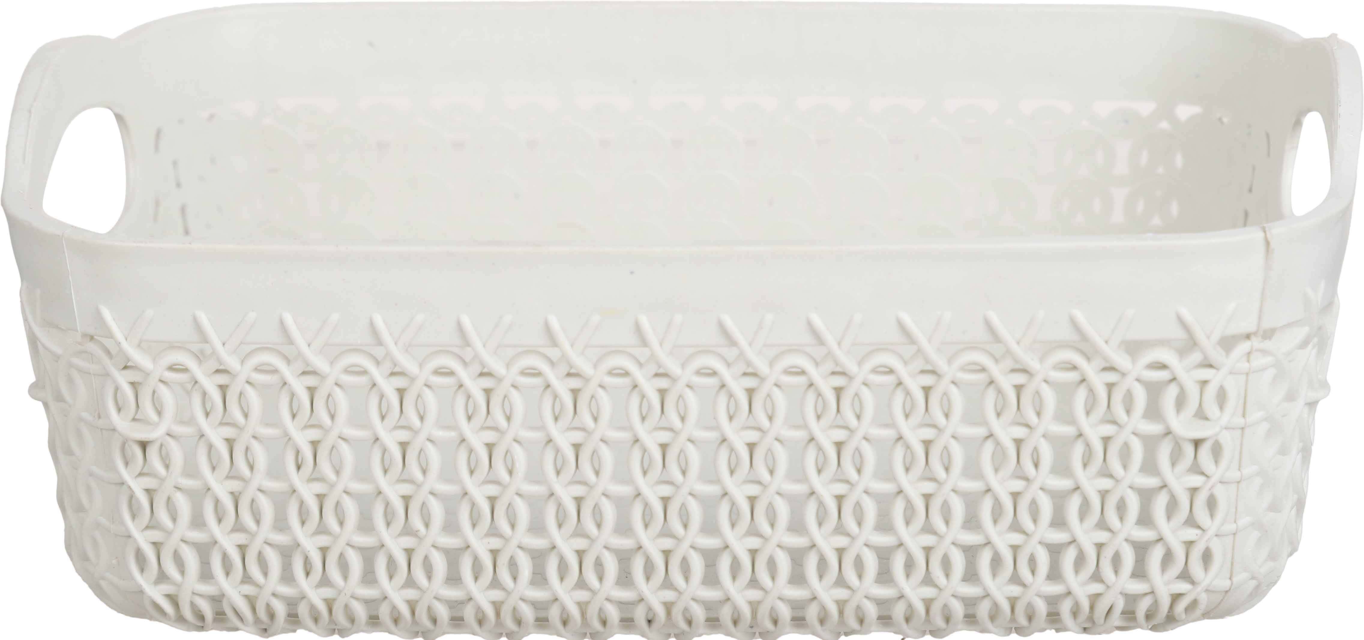 El Helal & Star Plastic Rectangle Bread Basket Multi-Purpose, 19 cm - Off White