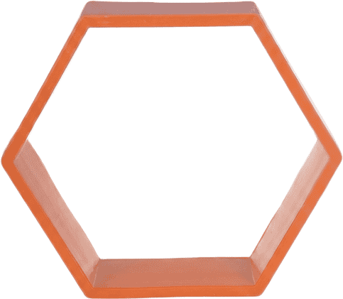 Hexagonal Plastic Wall Shelf, 25 cm - Dark Orange