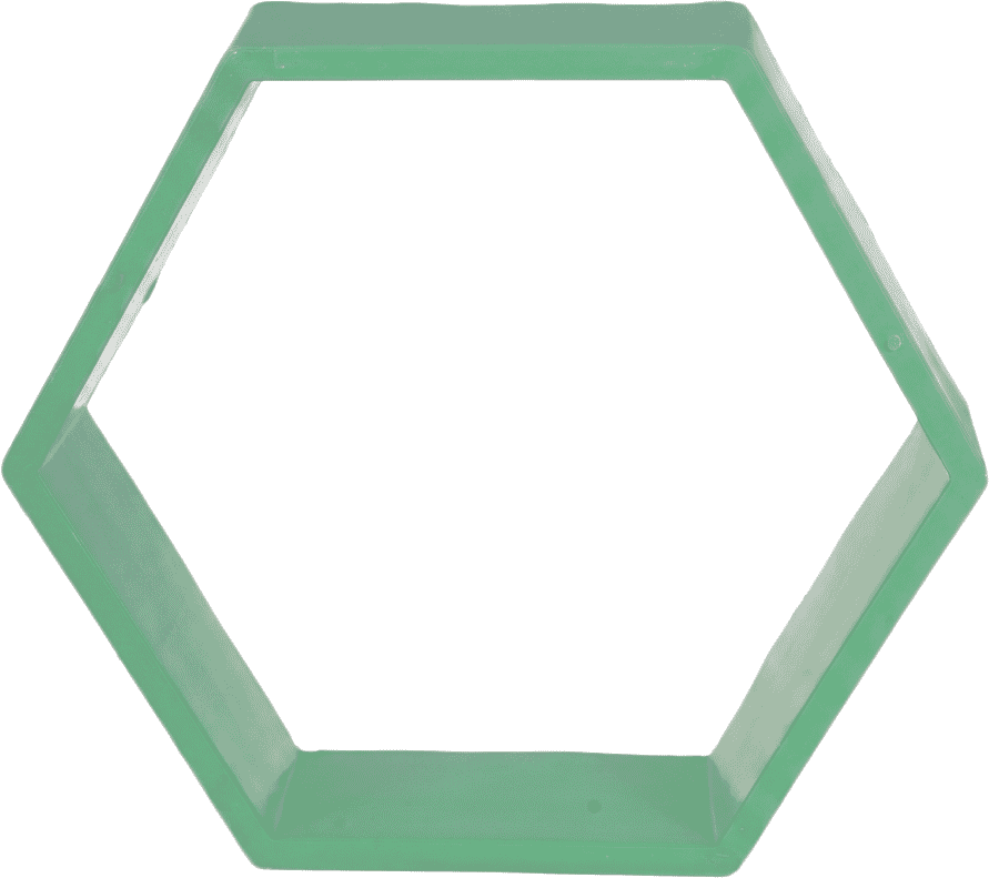 Hexagonal Plastic Wall Shelf, 25 cm - Green