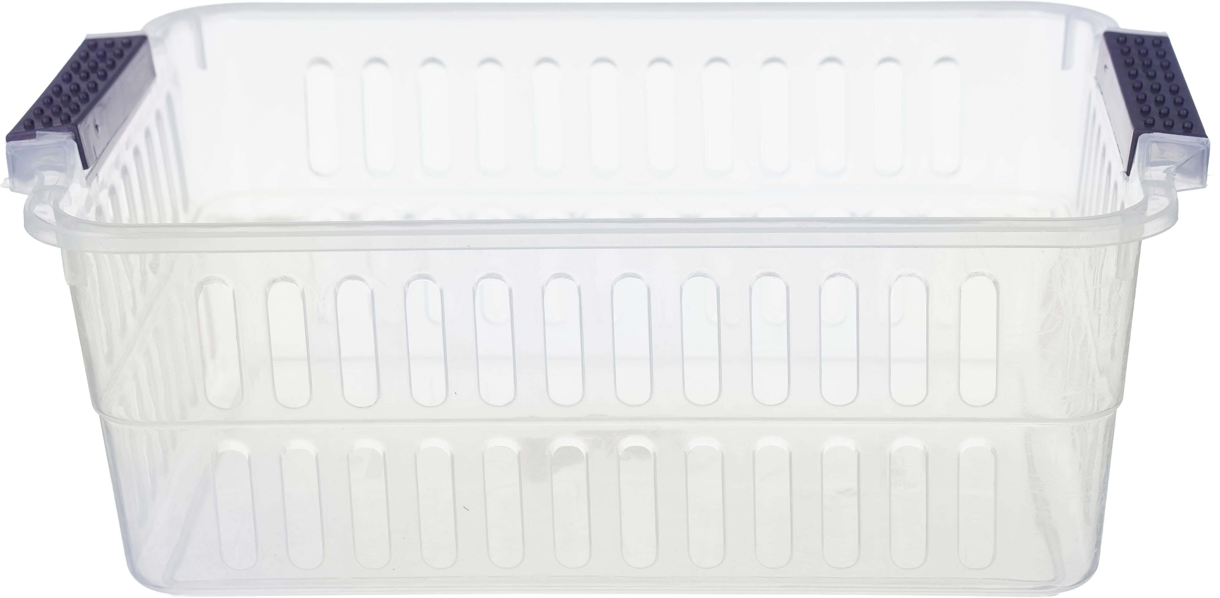 El Hoda Plastic Rectangular Clothespins Basket, 2 Litre - Clear Black