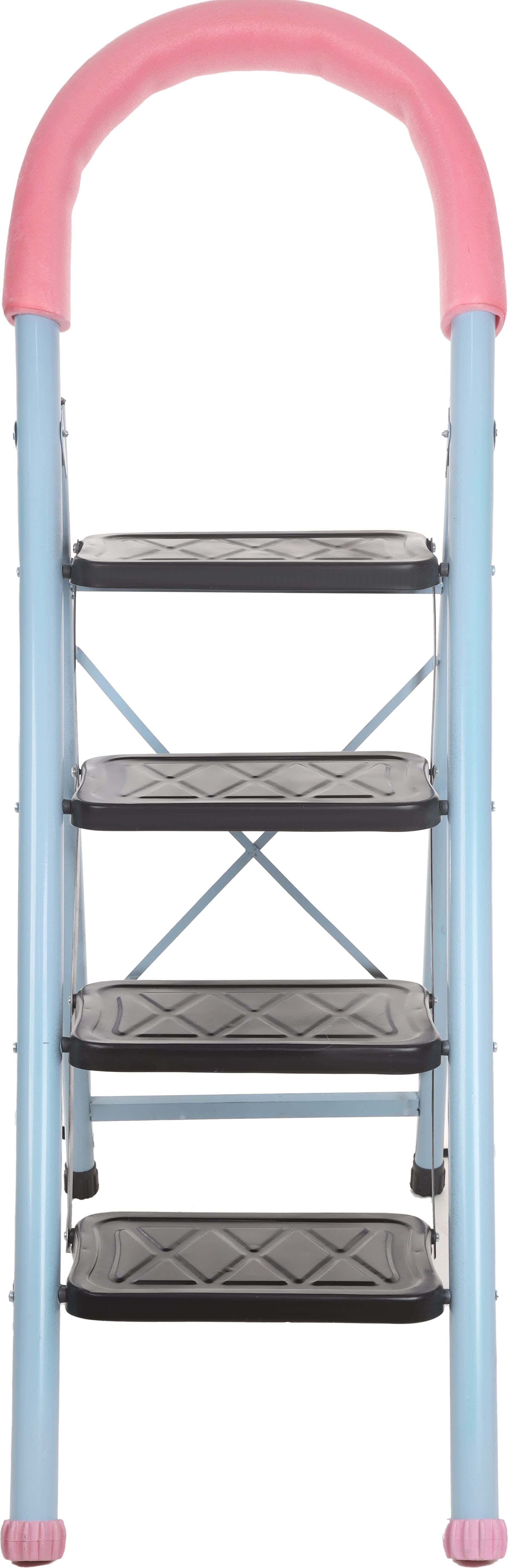 Sara Metal Ladder, 4 Steps, 39×25×51 cm - Light Blue Black