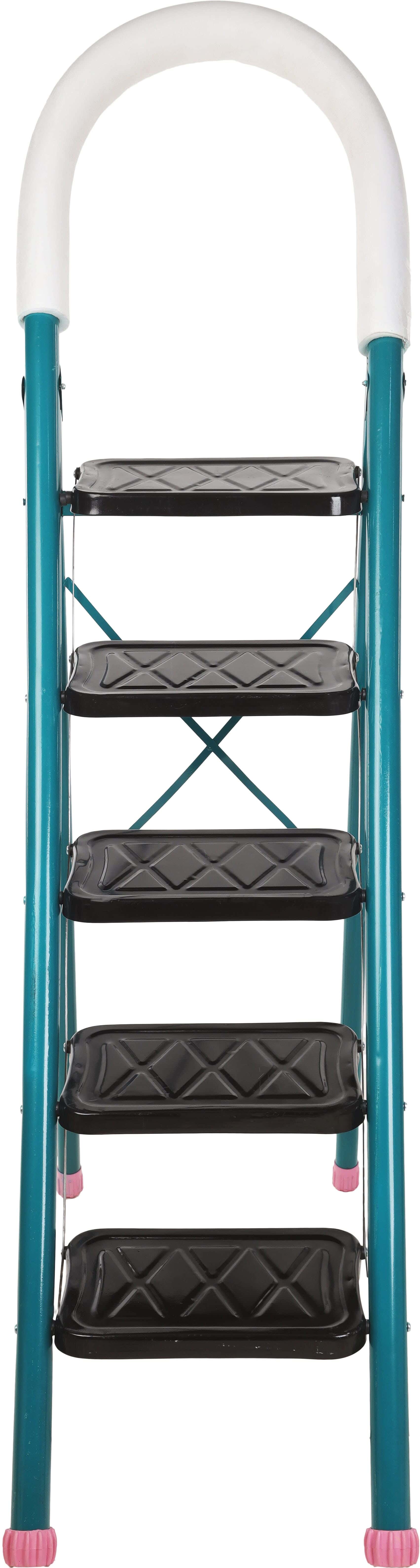 Sara Metal Ladder, 5 Steps, 39×25×51 cm - Turquoise Black