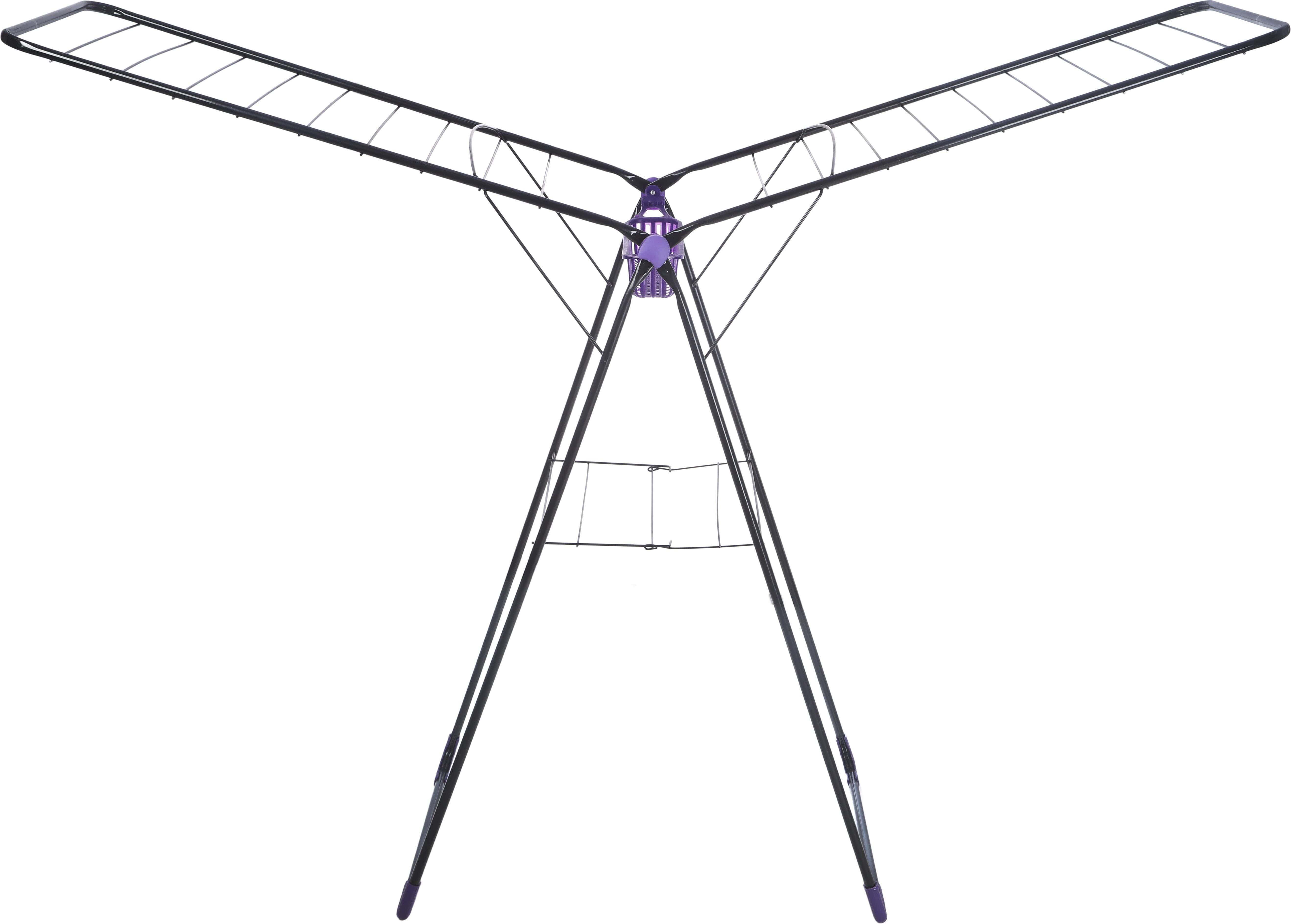 Sara Metal Clothes Dryer, 12 Meter, with Clips Basket - Black Mauve