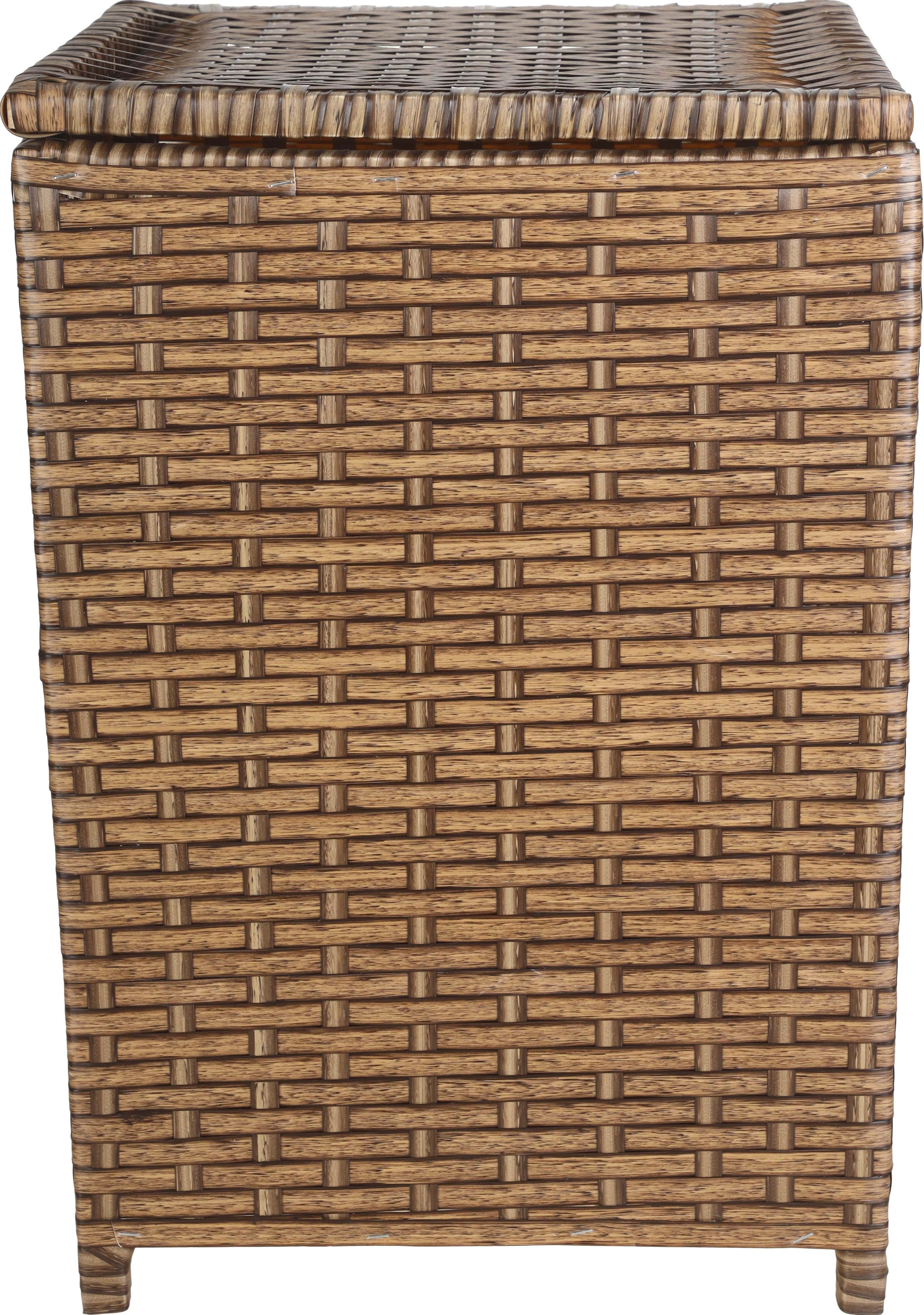 Rattan Laundry Basket With Lid, 42×42×60 Cm - Brown