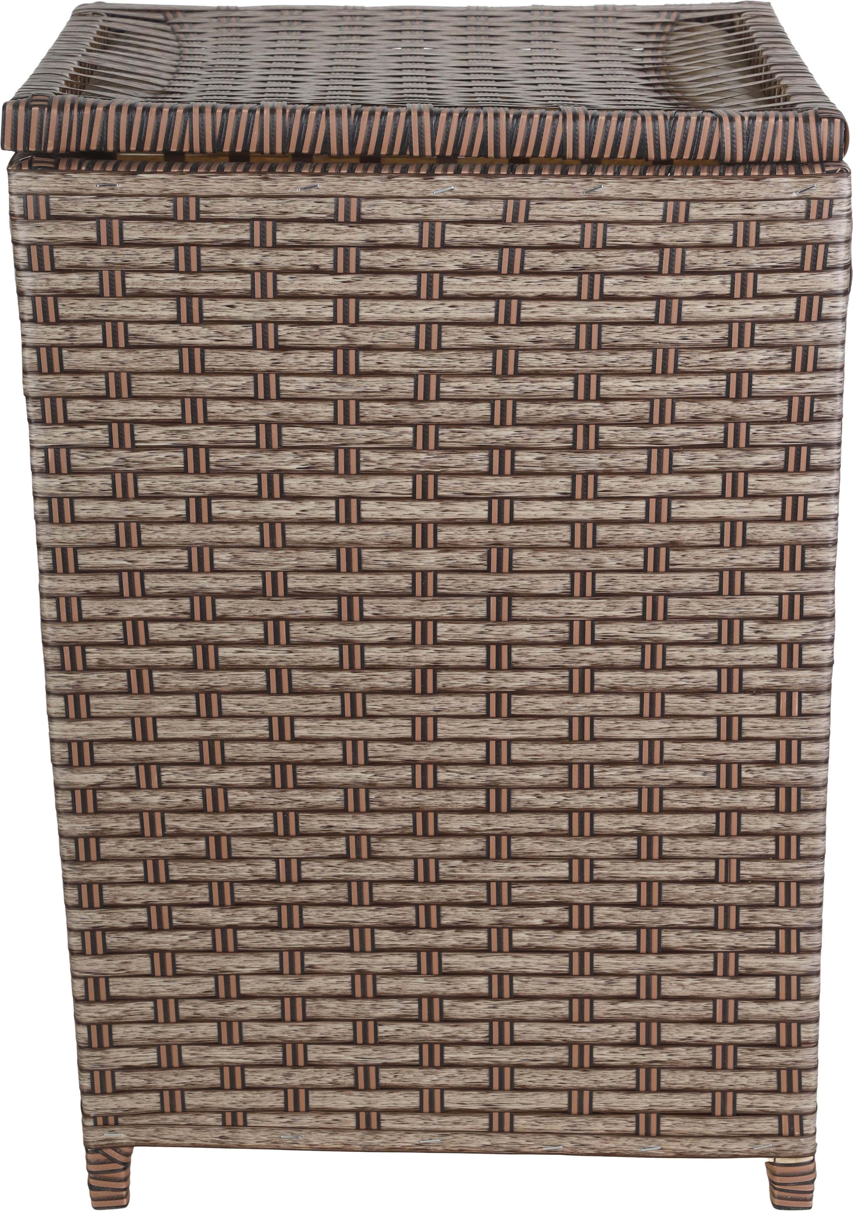 Rattan Laundry Basket With Lid, 42×42×60 Cm - Brown Beige