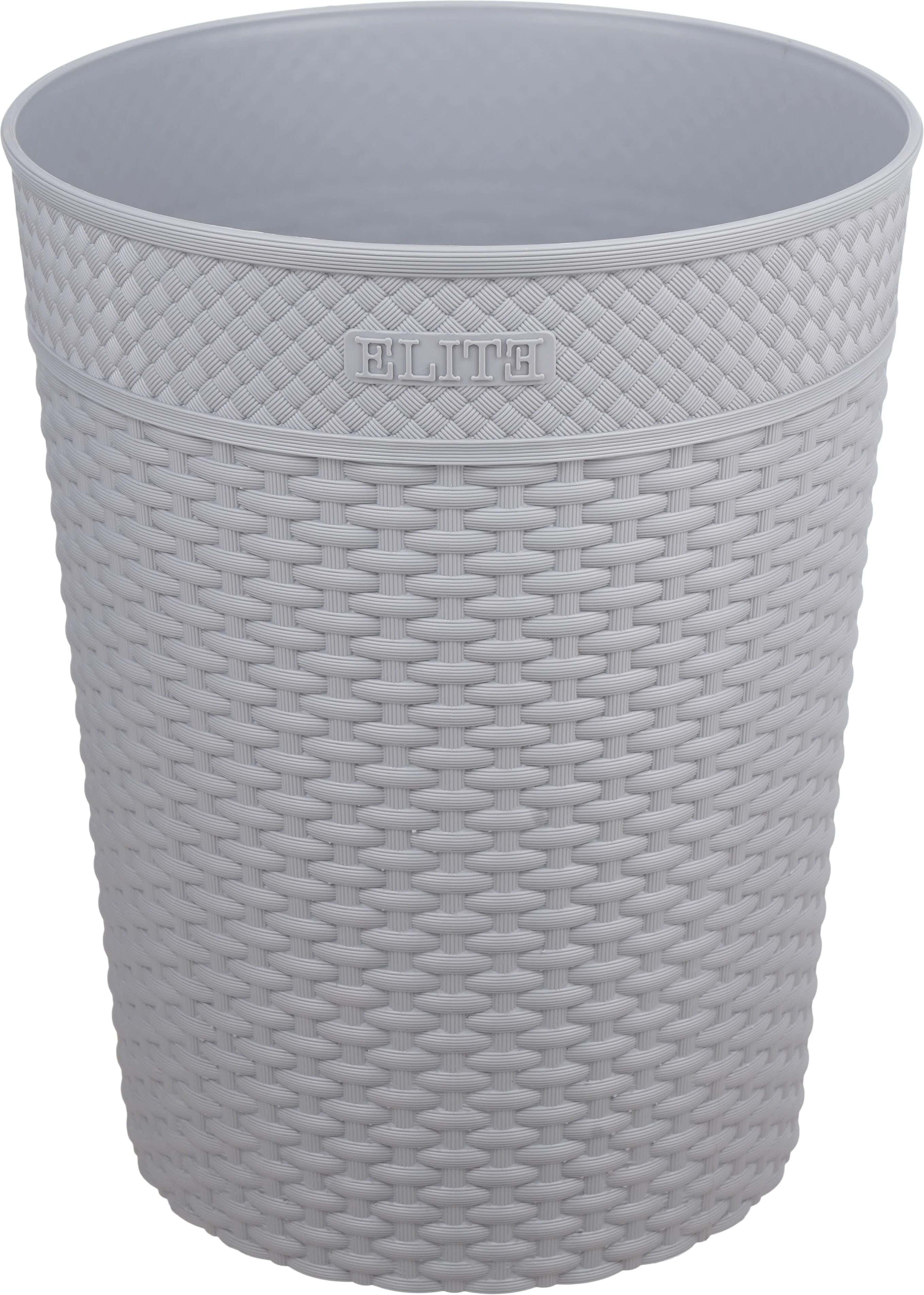 Elite Plastic Trash Bin, 24×30.5 cm - Light Grey