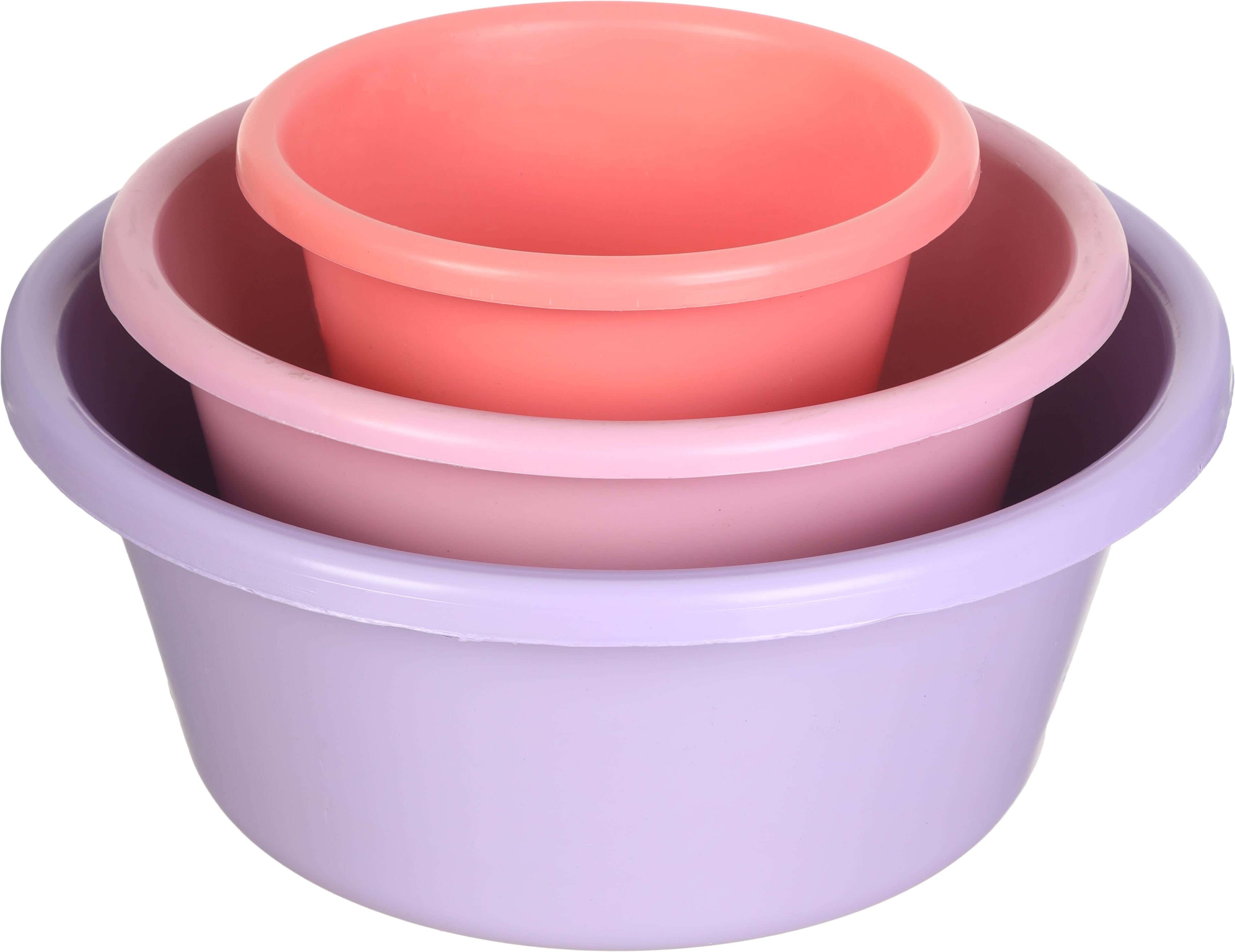El Hoda Plastic Washing Dish Set, 3 Pieces - Multicolor