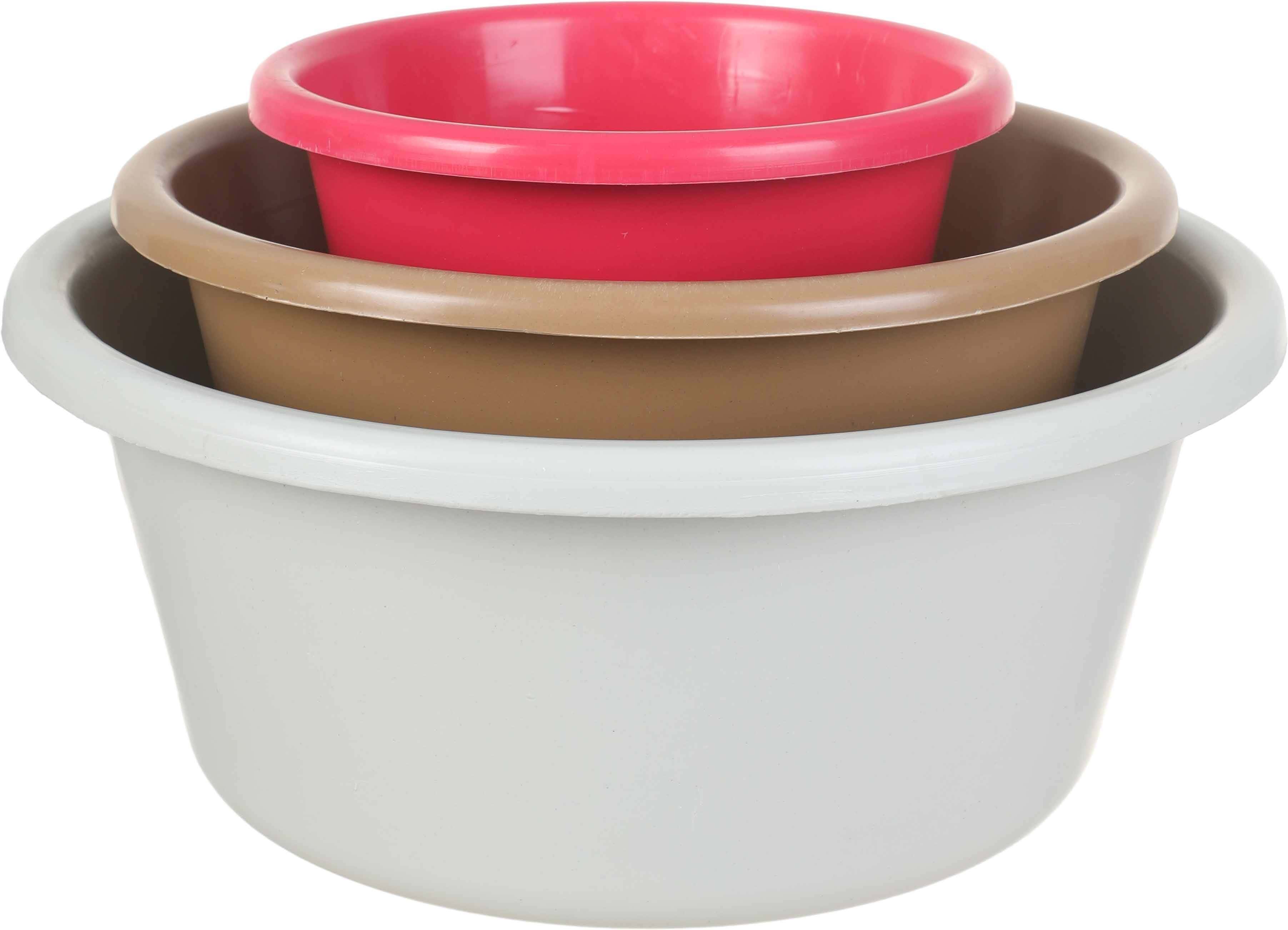 El Hoda Plastic Washing Dish Set, 3 Pieces - Multicolor