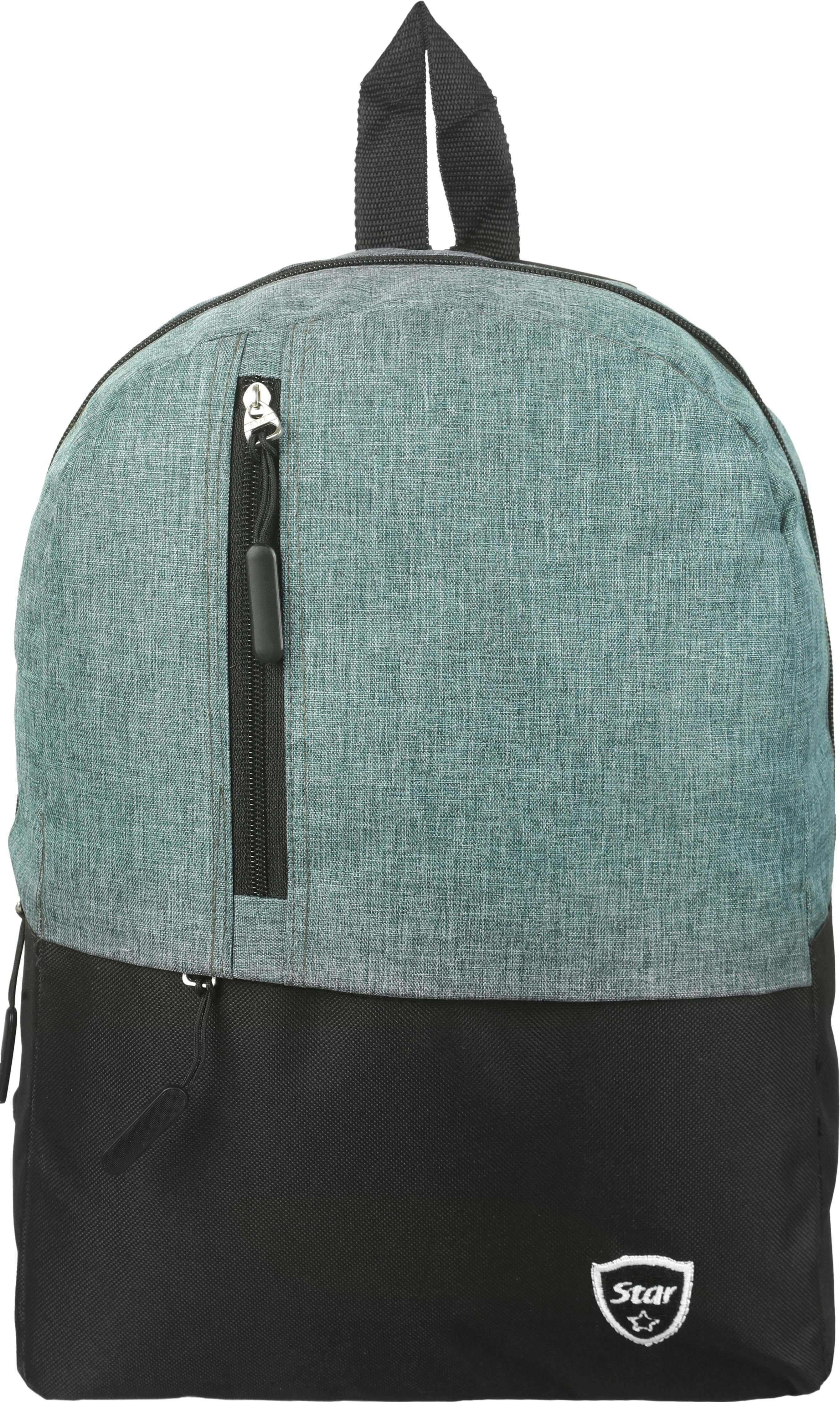 Star Fabric Backpack for Men, 3 Zippers, 36×28×10 cm - Black Petrol