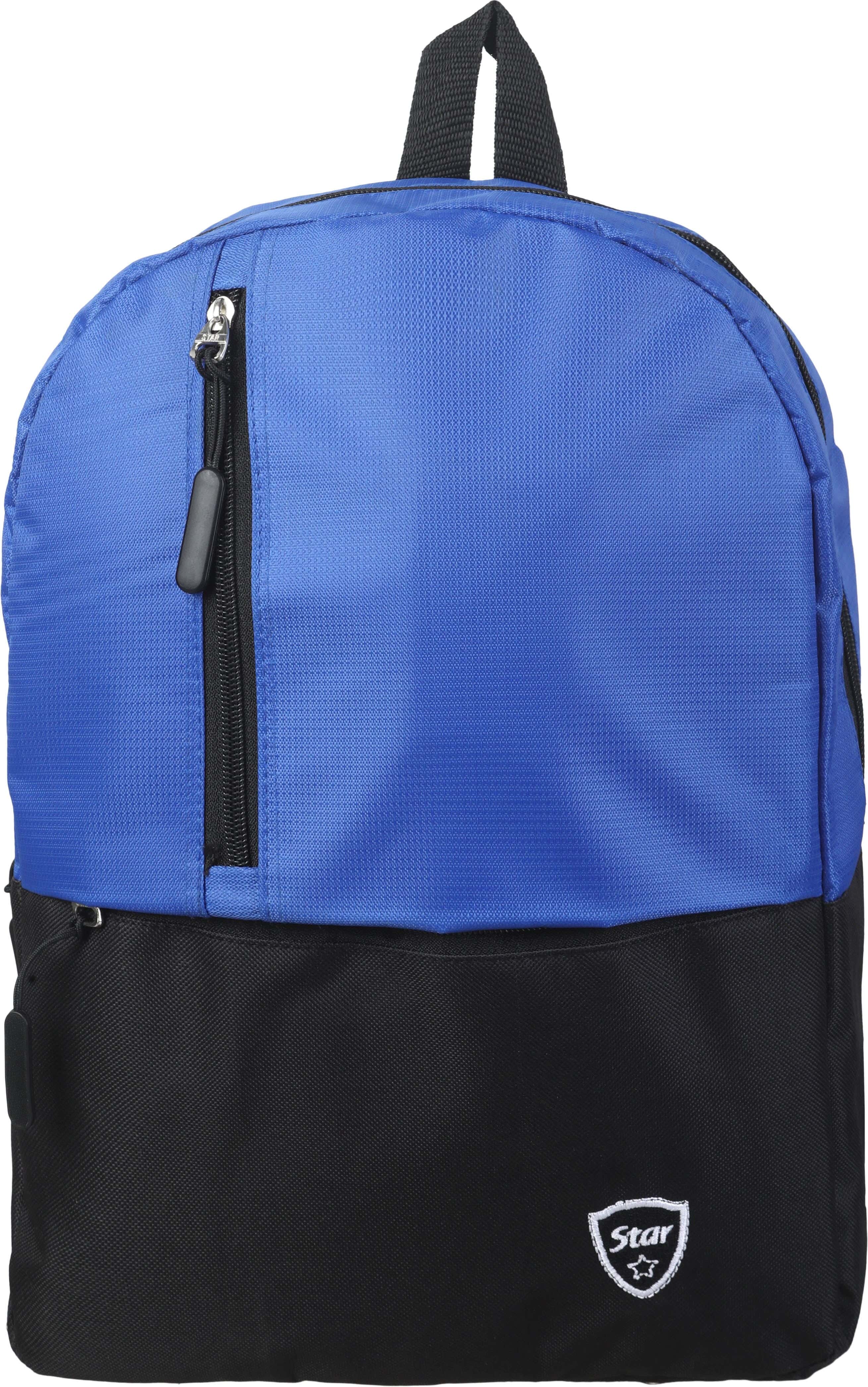 Star Fabric Backpack for Men, 3 Zippers, 36×28×10 cm - Black Blue