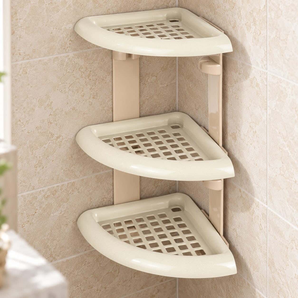 EL Houda Plastic Bathroom Corner, 3 Layers, 26.5×26.5×47 cm - Beige