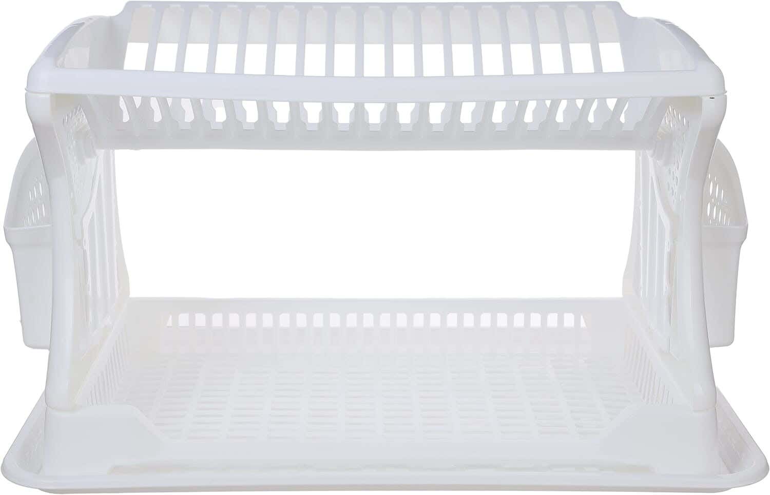 Dunya Plastic Dishes Rack, 2 Tier, 47×29×26 cm - White