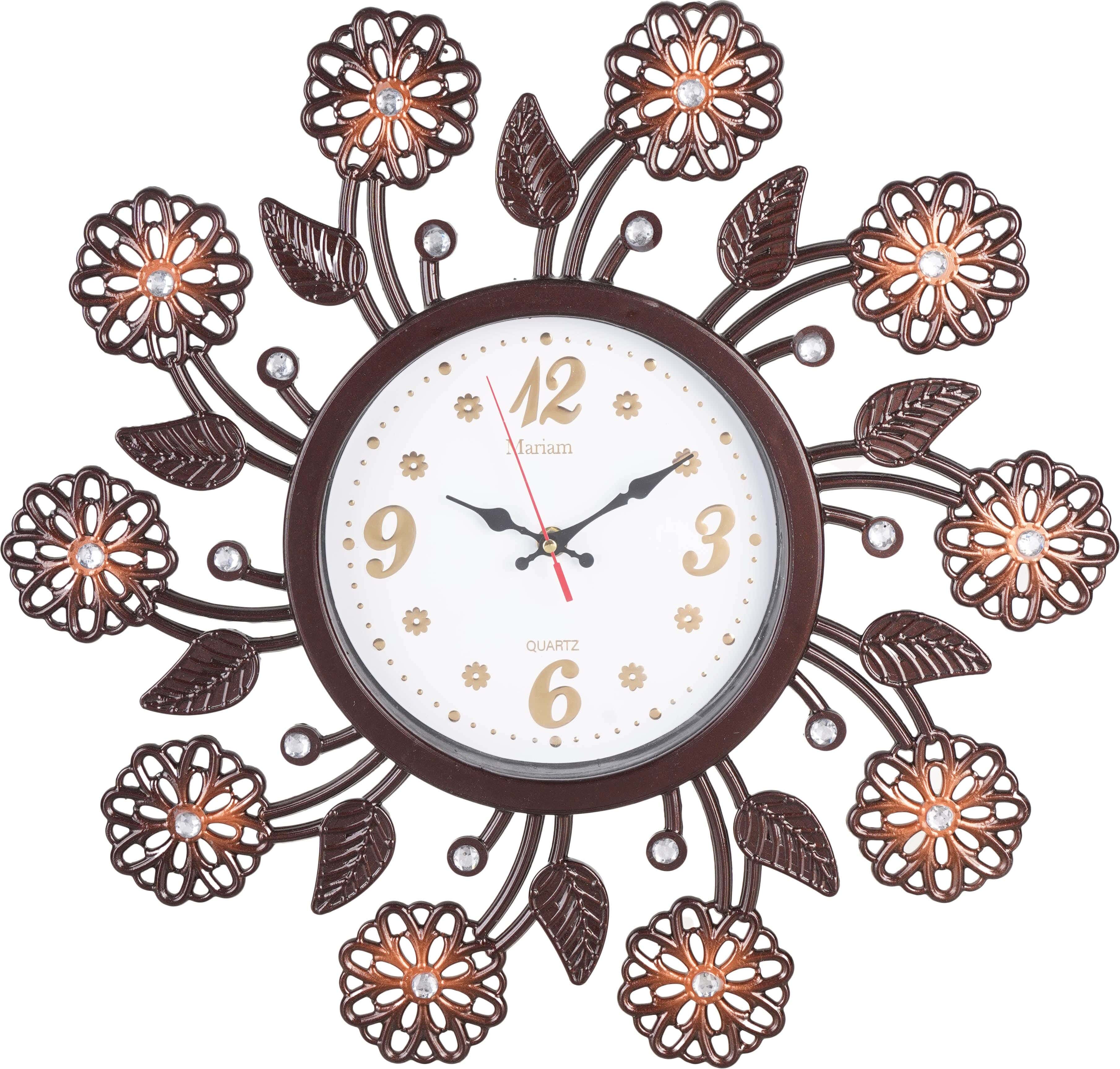 Round Plastic Wall Clock, 51 cm - Brown