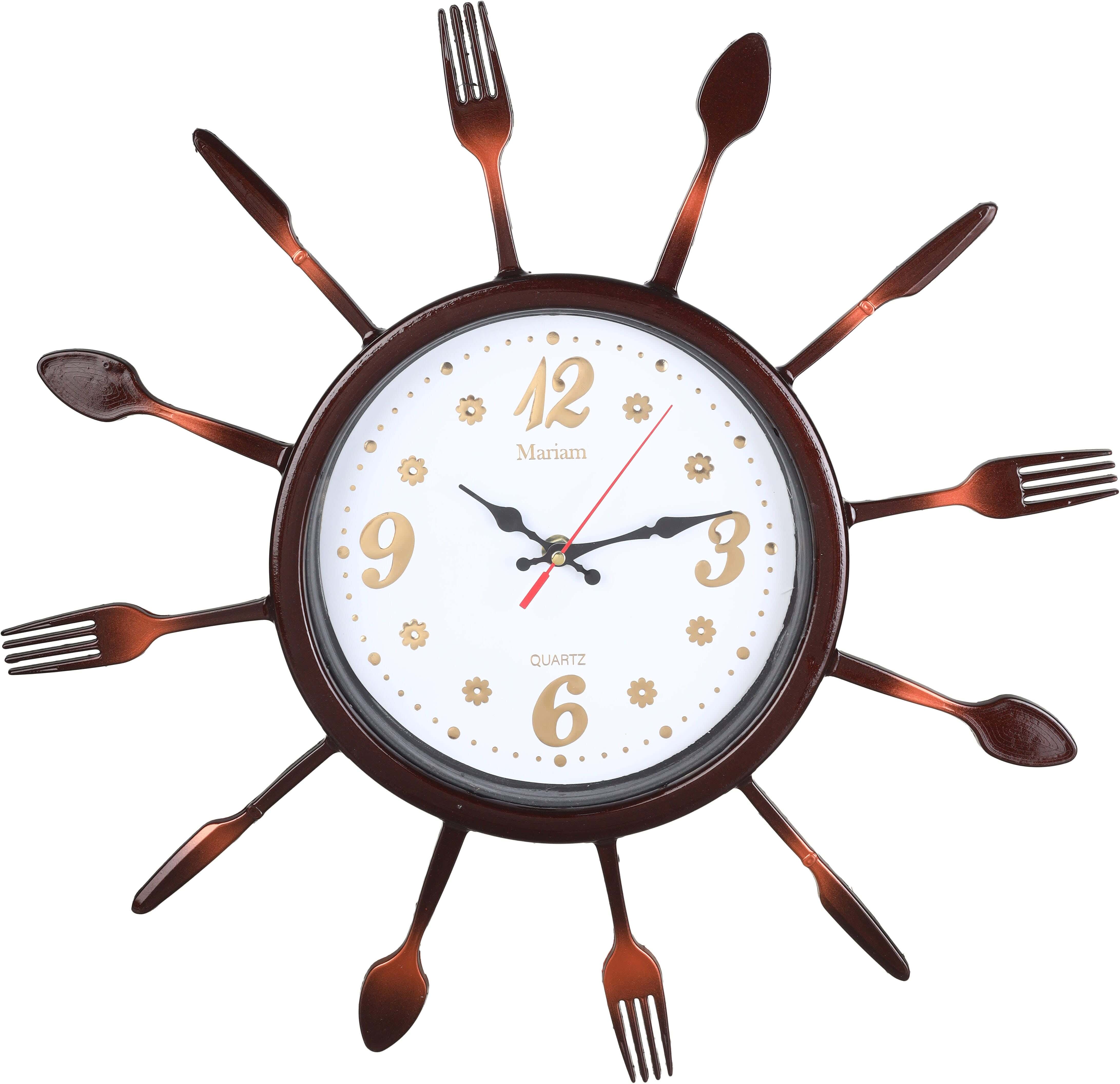 Round Plastic Wall Clock, 46 cm - Brown