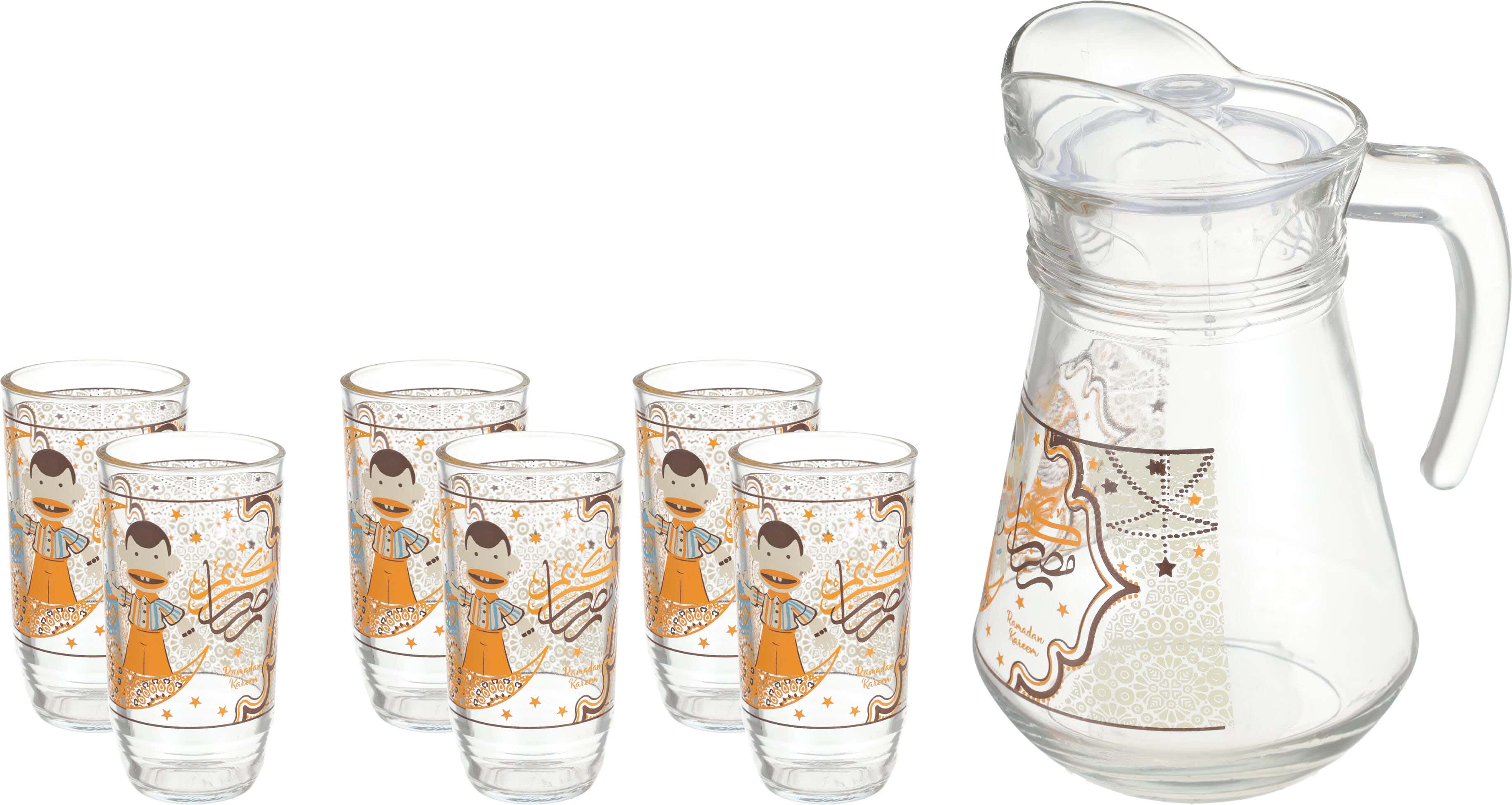 Galaxy Glass Juice with Jug Set, 7 Pieces - Clear