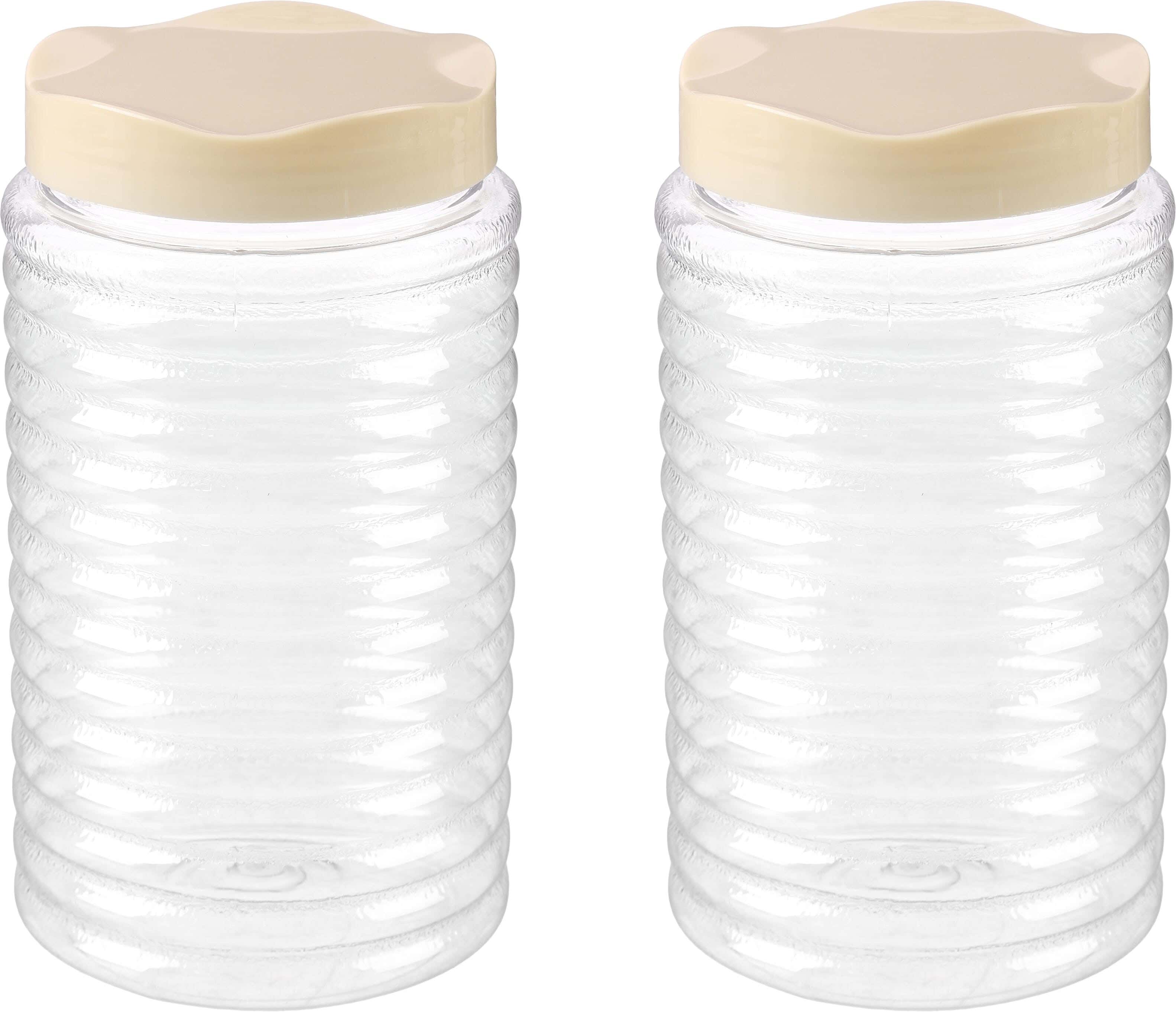 Winner Plast Plastic Storage Jar Set, 2 Pieces, 1.25 Liters - Clear Beige