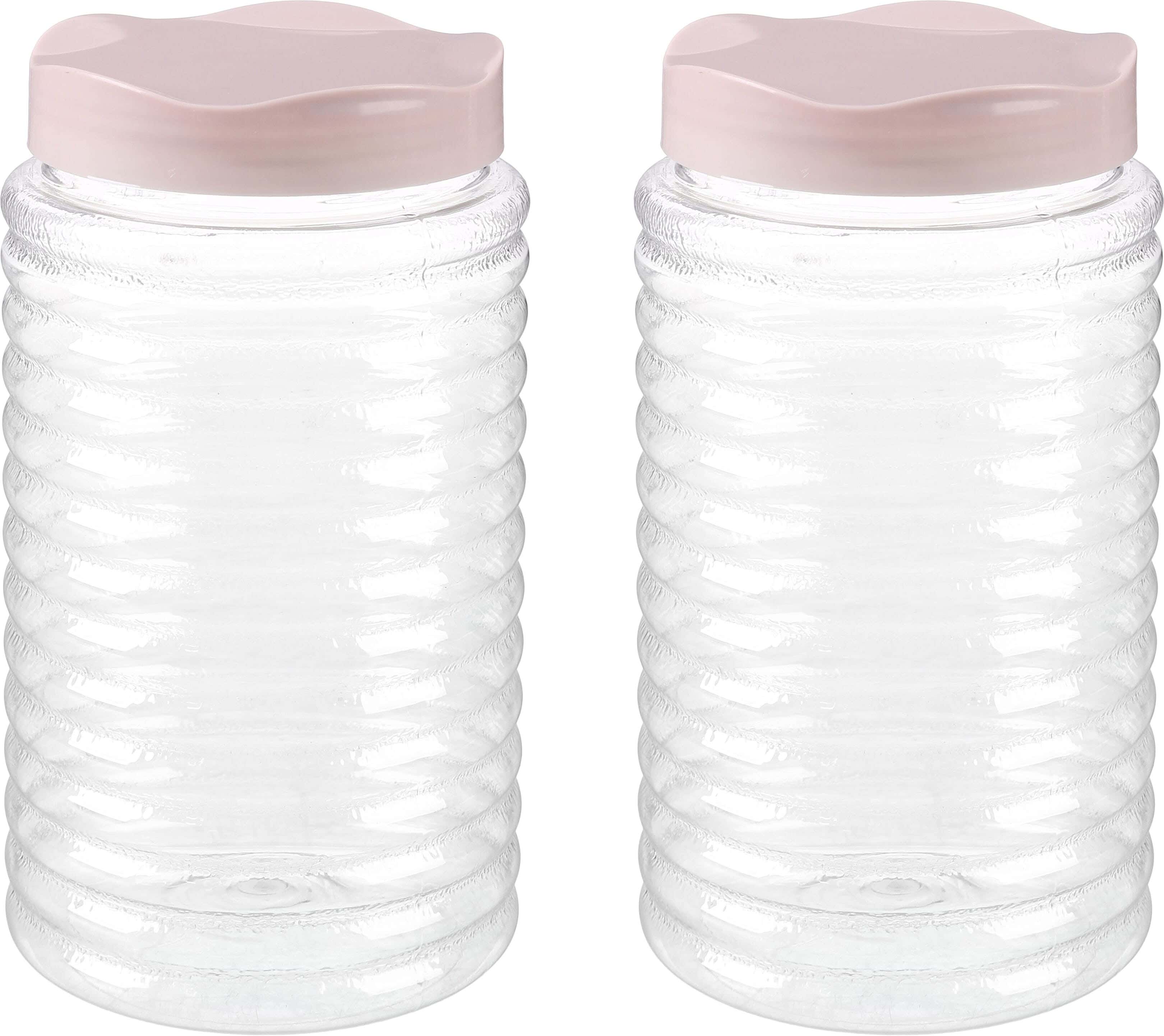Winner Plast Plastic Storage Jar Set, 2 Pieces, 1.25 Liters - Clear Cashmere